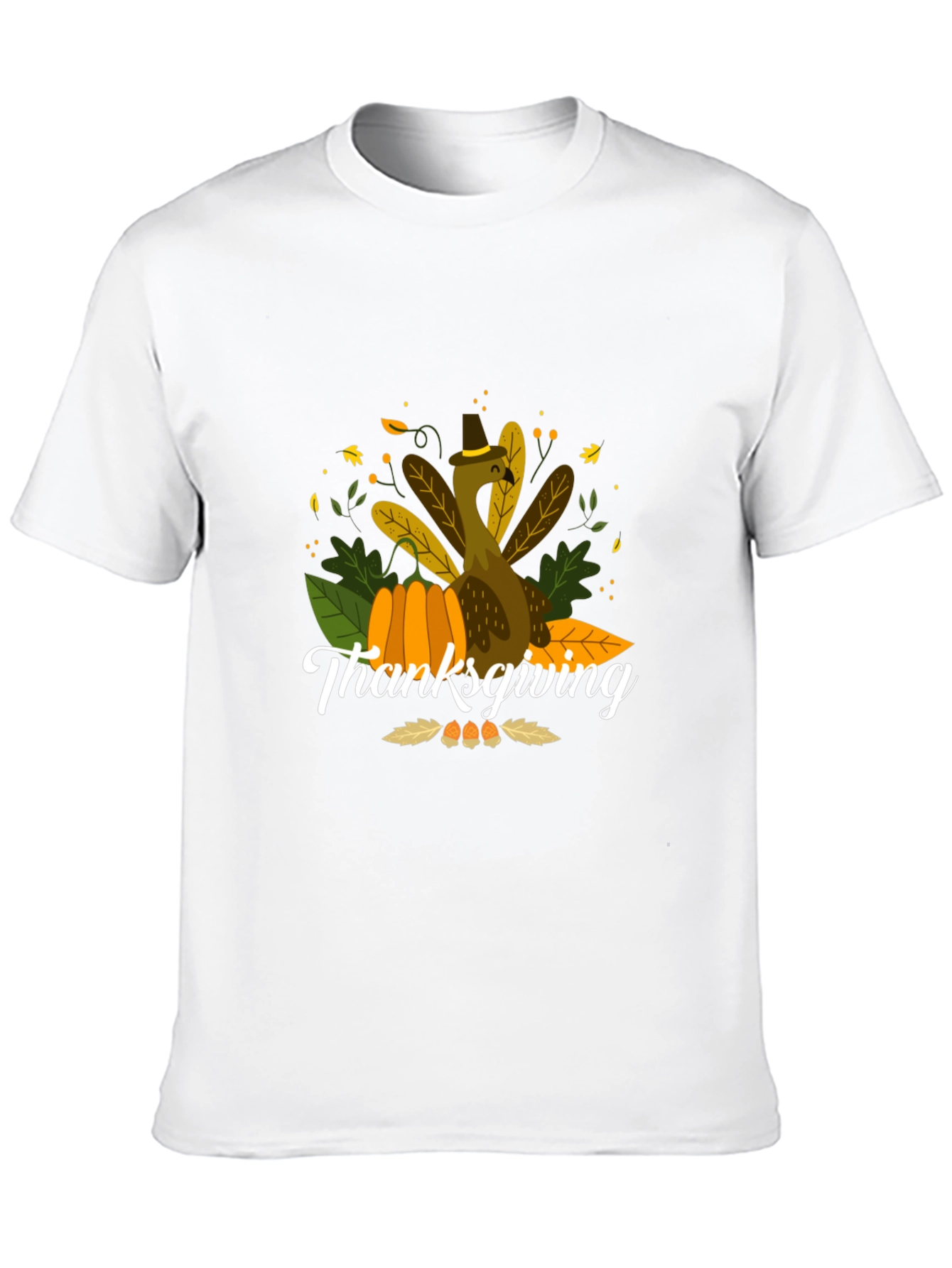 Thanksgiving Turkey Graphic Black T-Shirt