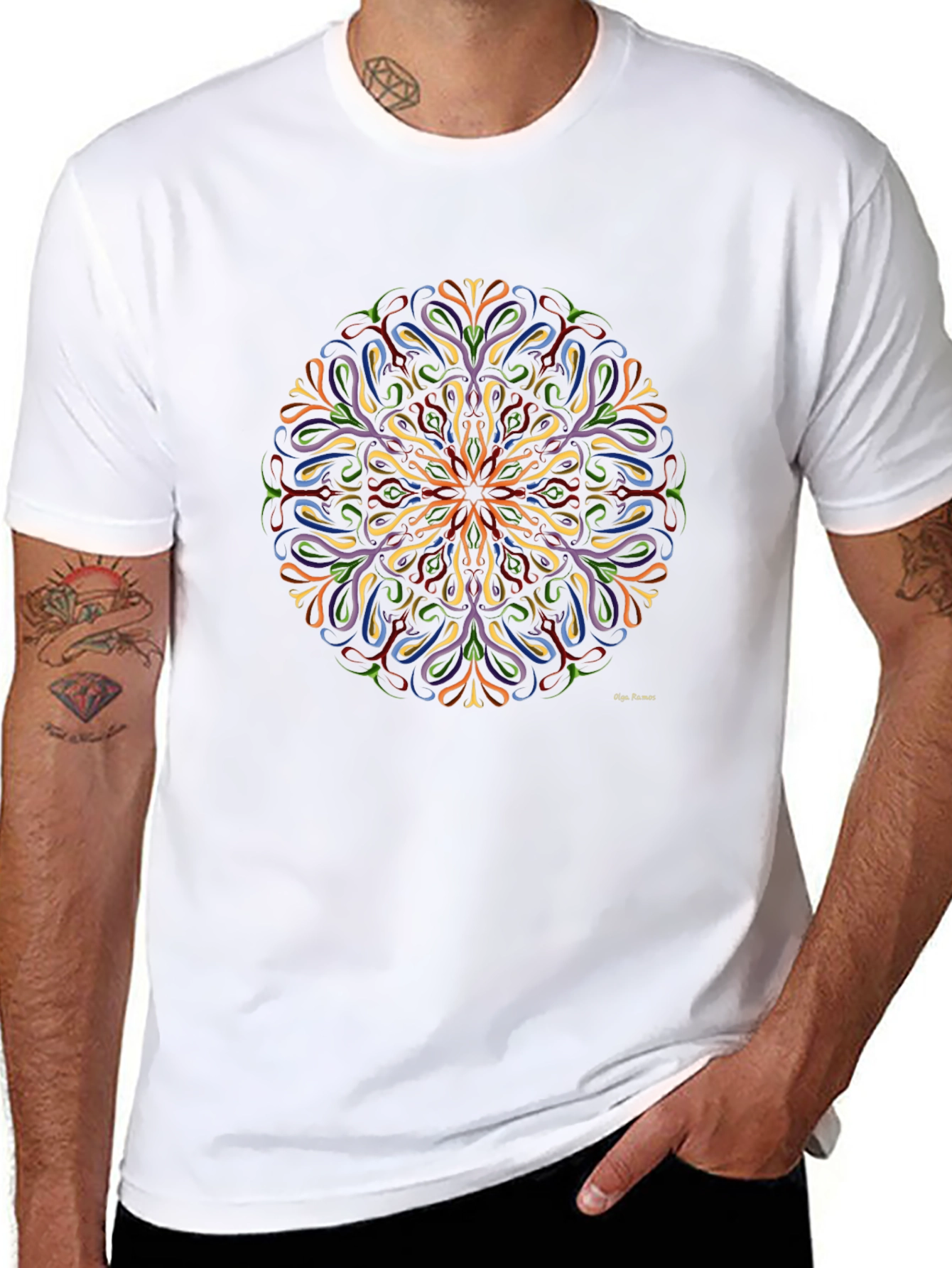 Vibrant Mandala Graphic Black T-Shirt