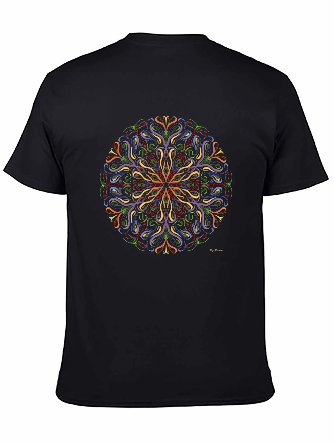 Vibrant Mandala Graphic Black T-Shirt
