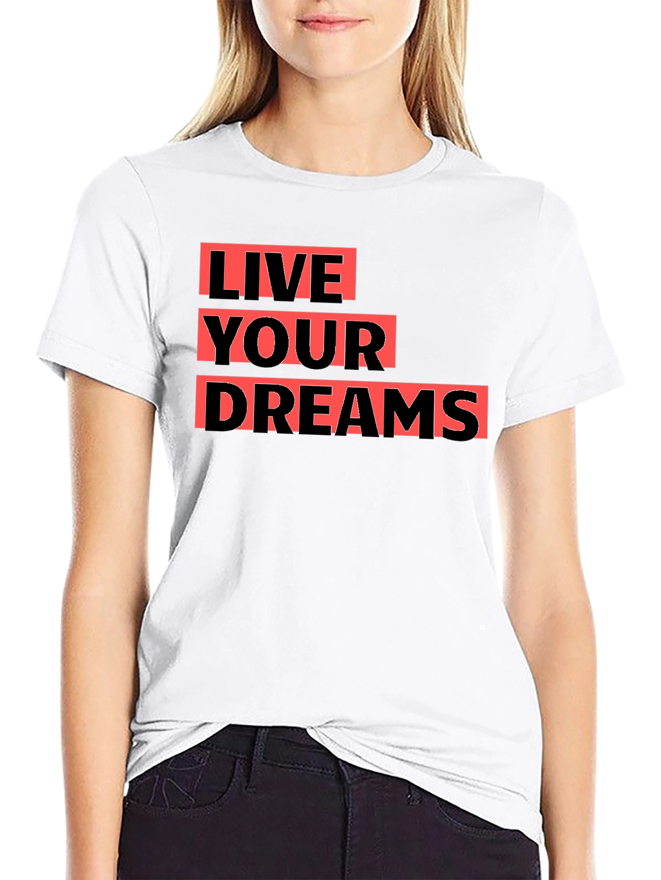 Live Your Dreams Graphic Tee - Black Cotton T-Shirt