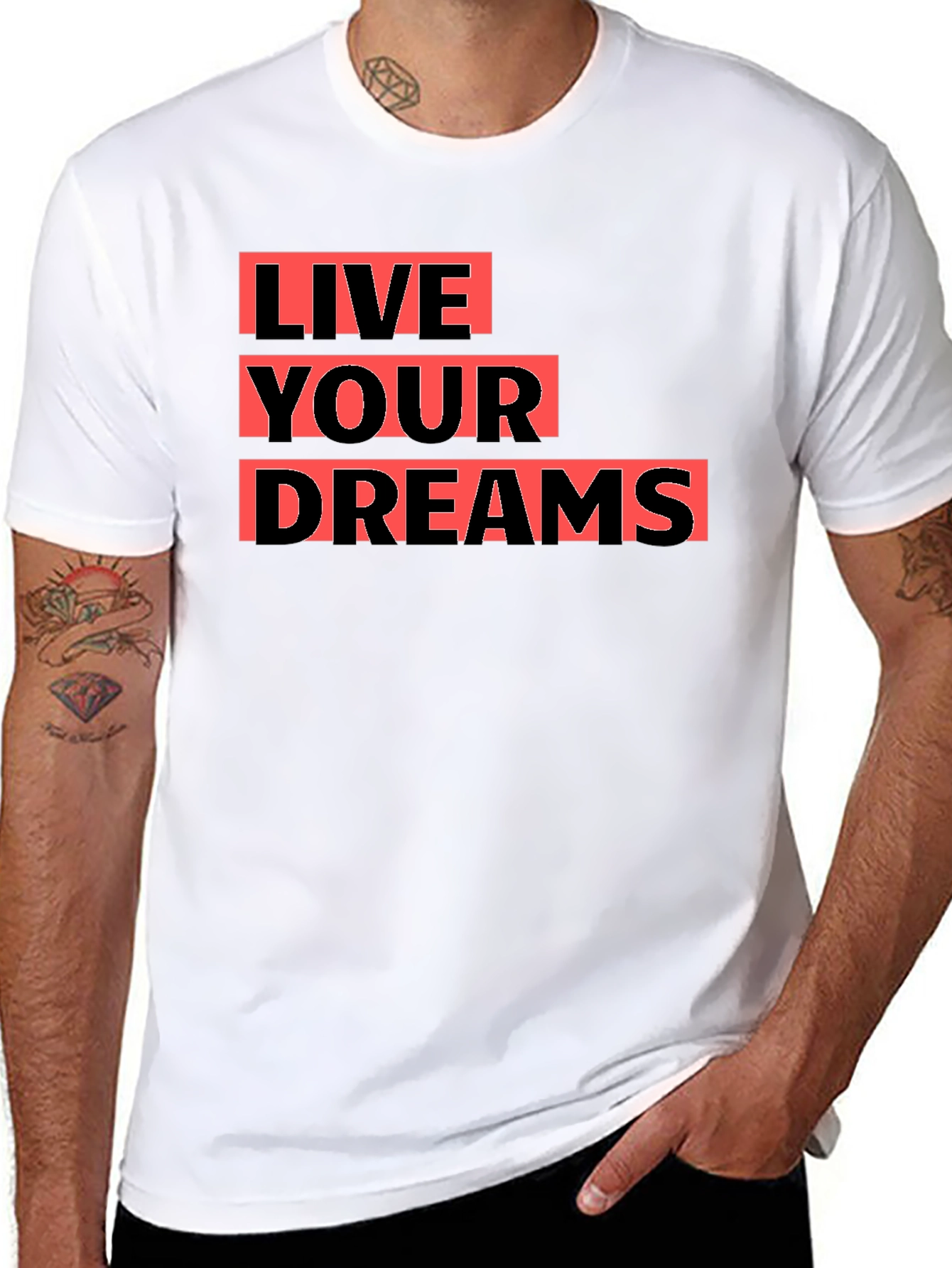 Live Your Dreams Graphic Tee - Black Cotton T-Shirt