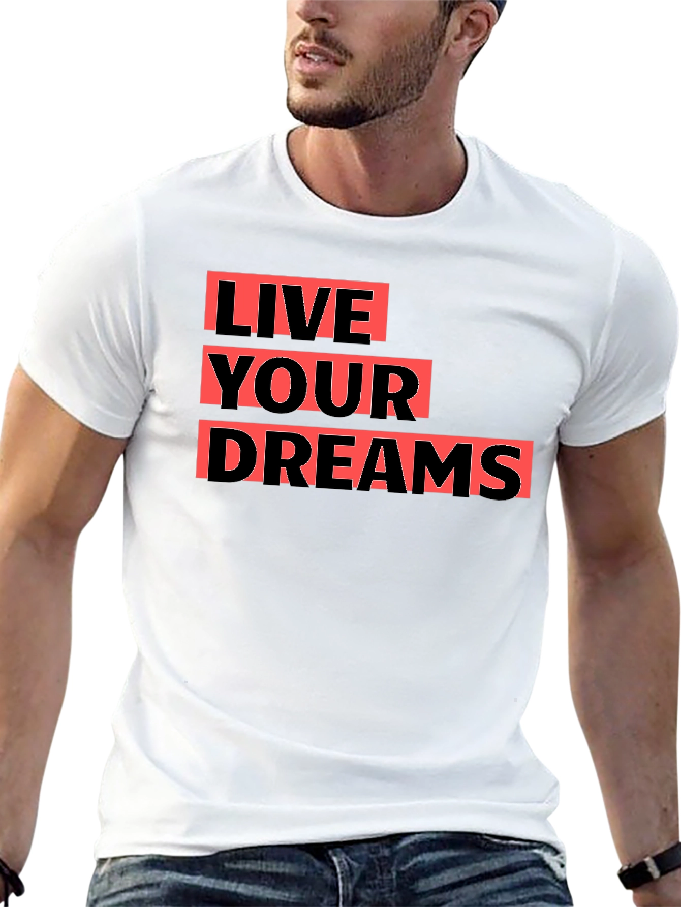 Live Your Dreams Graphic Tee - Black Cotton T-Shirt