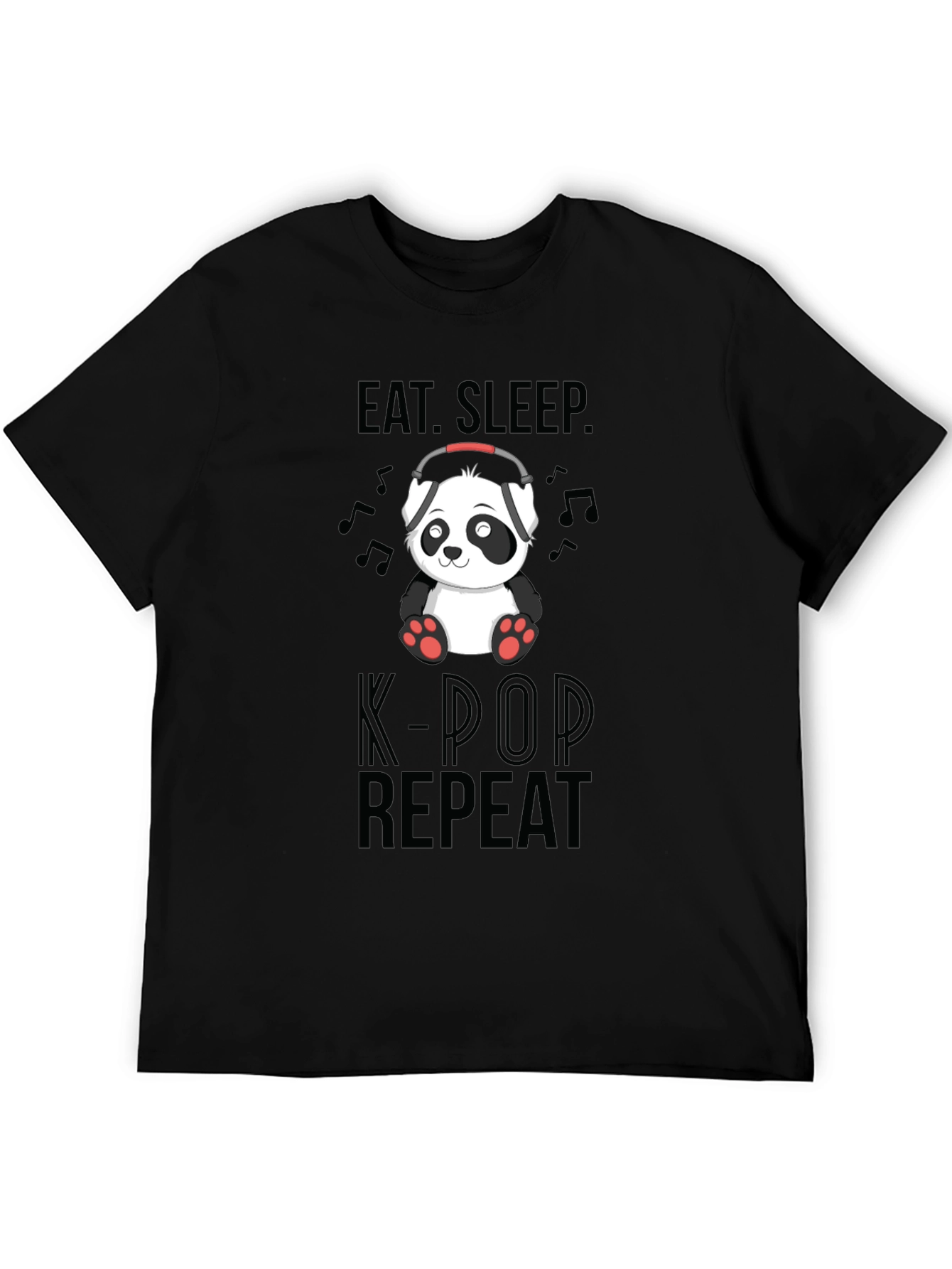 Eat Sleep K-Pop Repeat Panda Graphic Tee