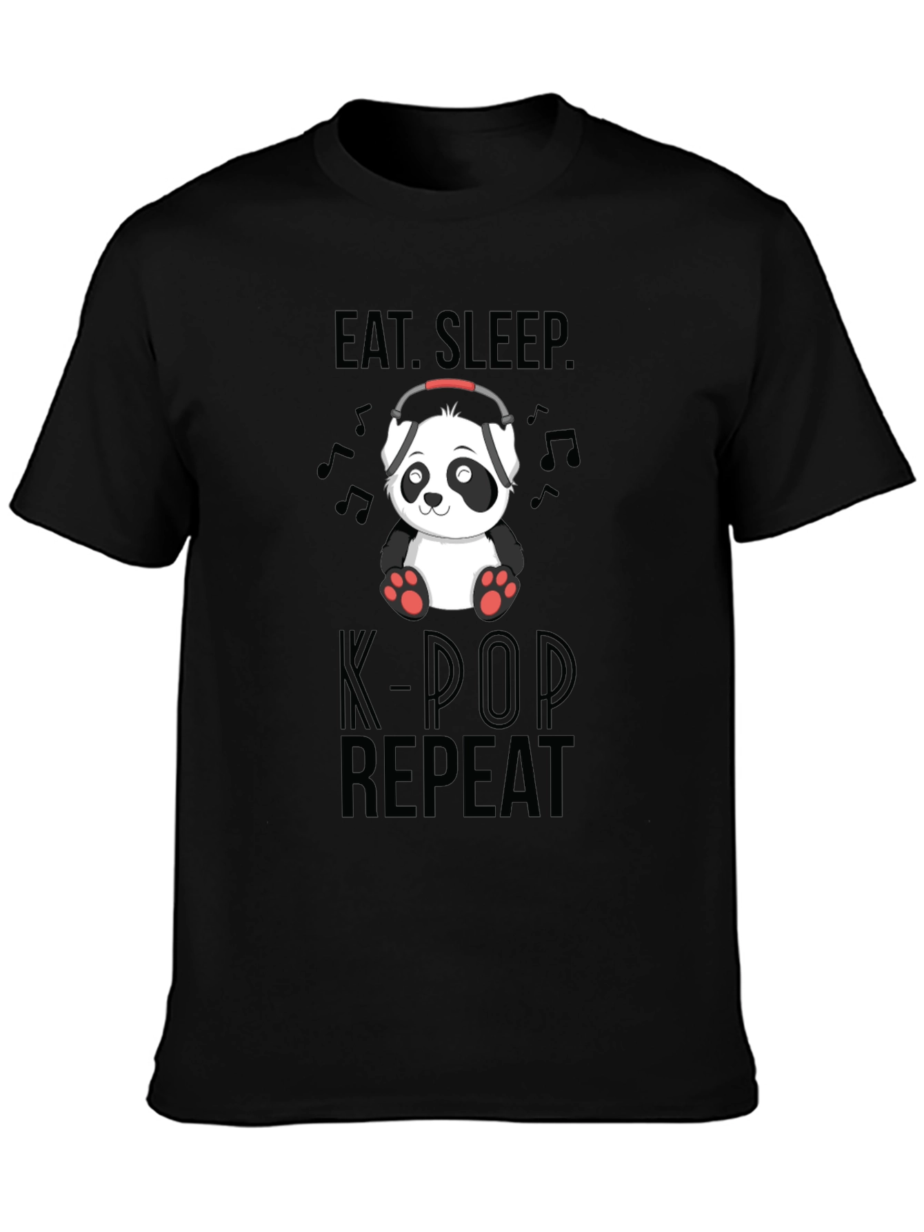 Eat Sleep K-Pop Repeat Panda Graphic Tee