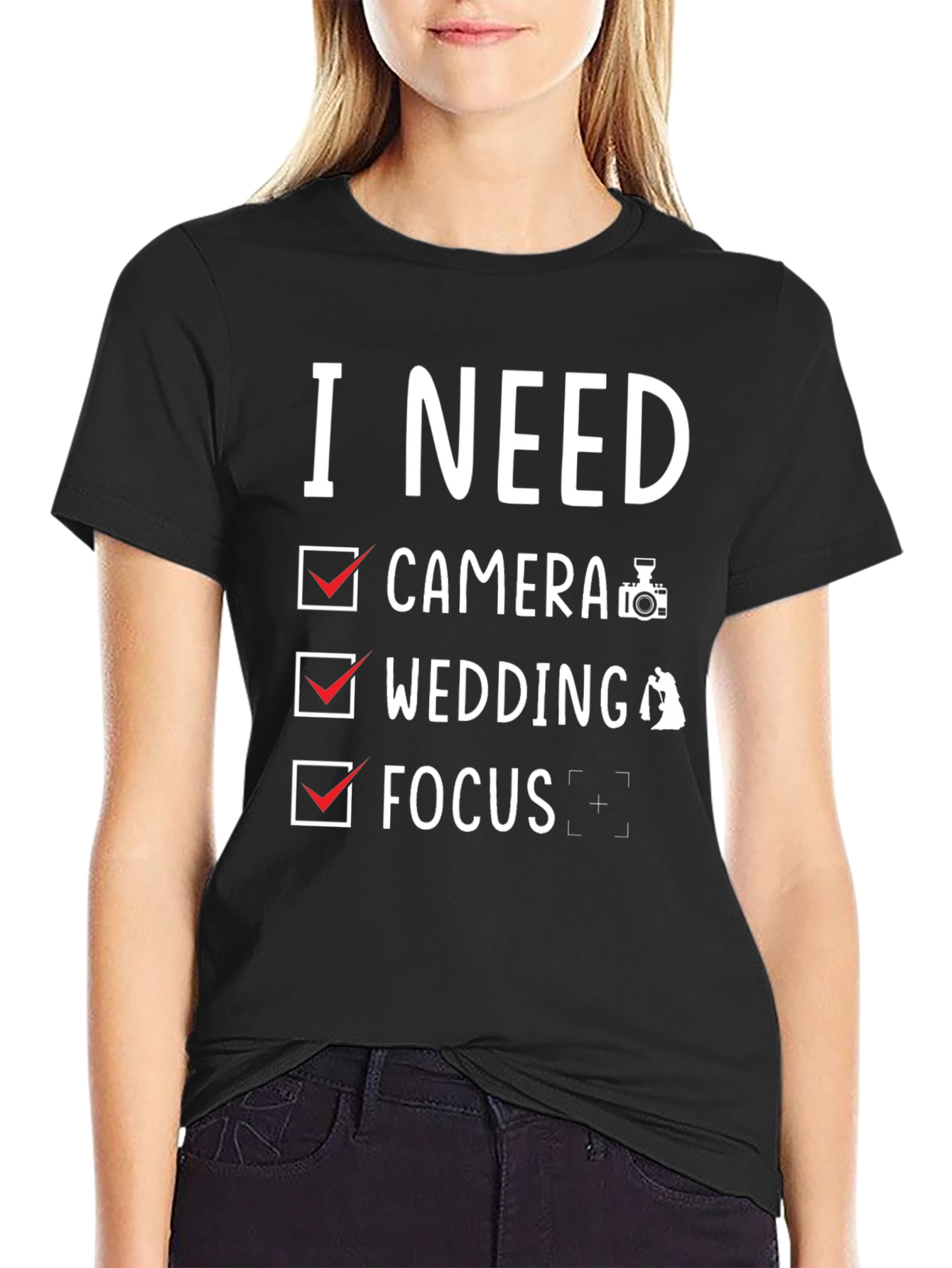 Photographer Checklist T-Shirt - Camera Wedding Focus