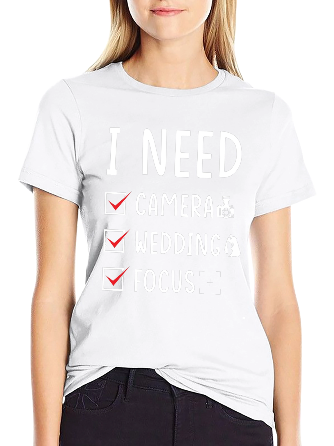 Photographer Checklist T-Shirt - Camera Wedding Focus
