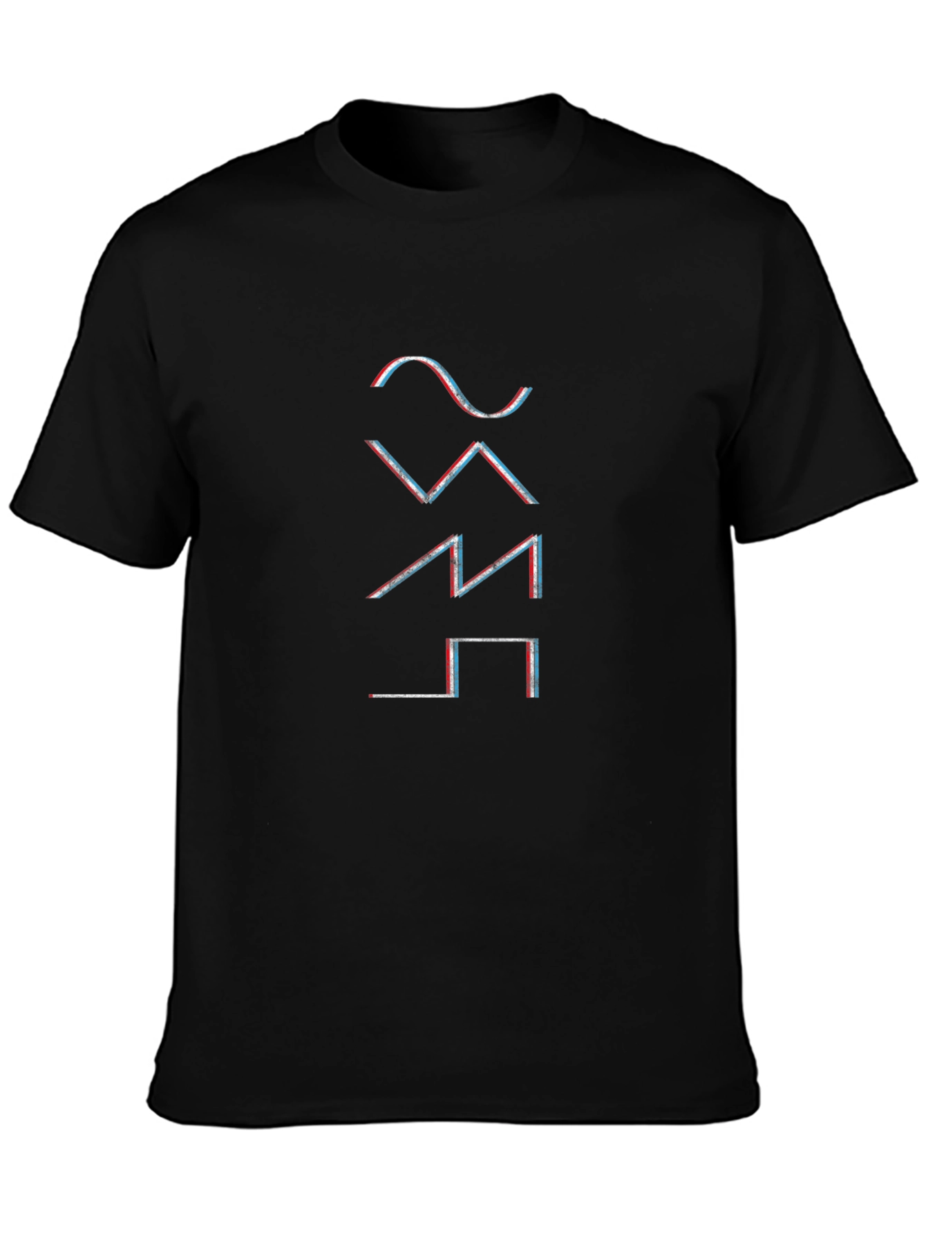 Glitch Waveform Graphic T-Shirt - Black