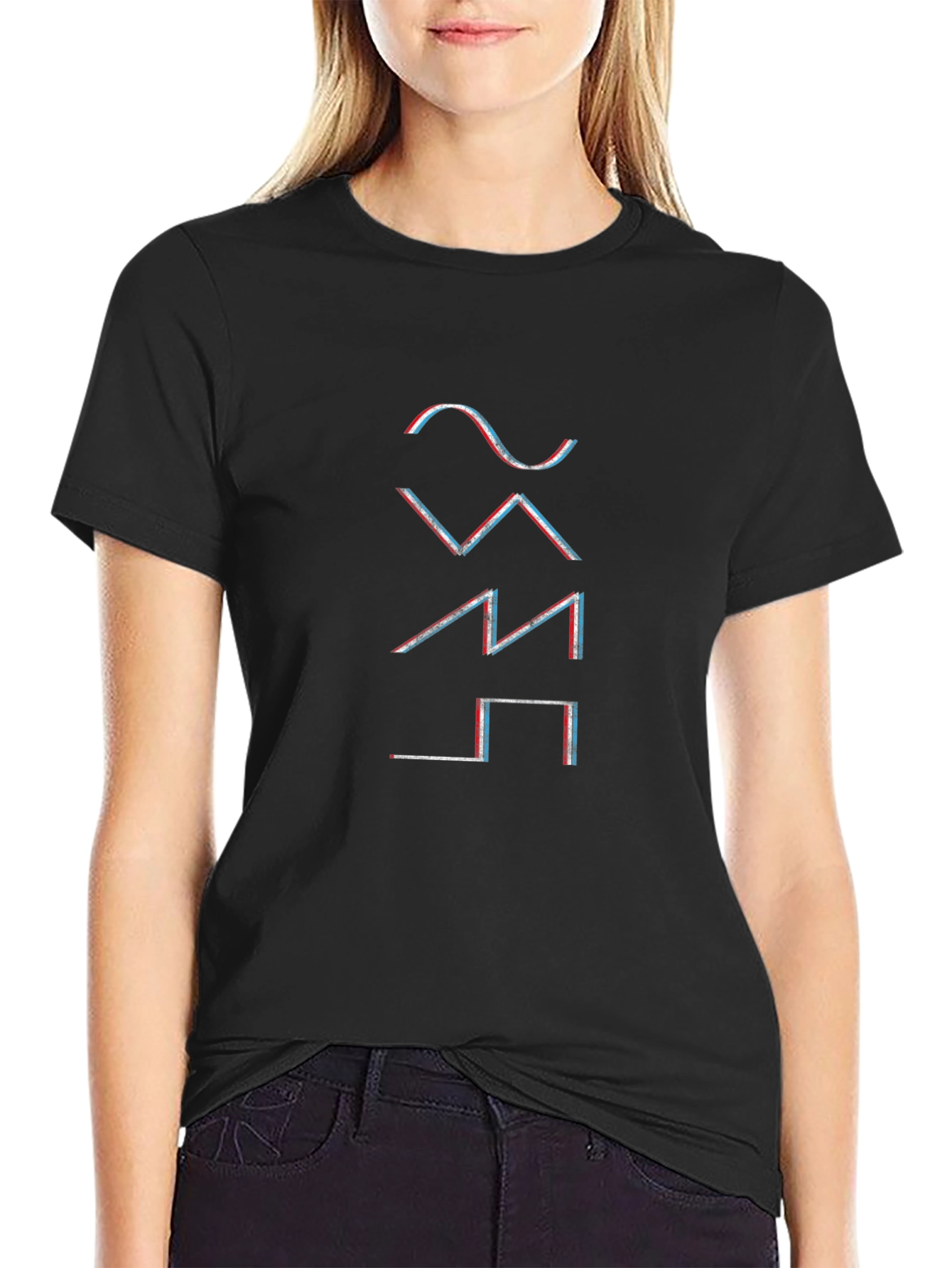 Glitch Waveform Graphic T-Shirt - Black
