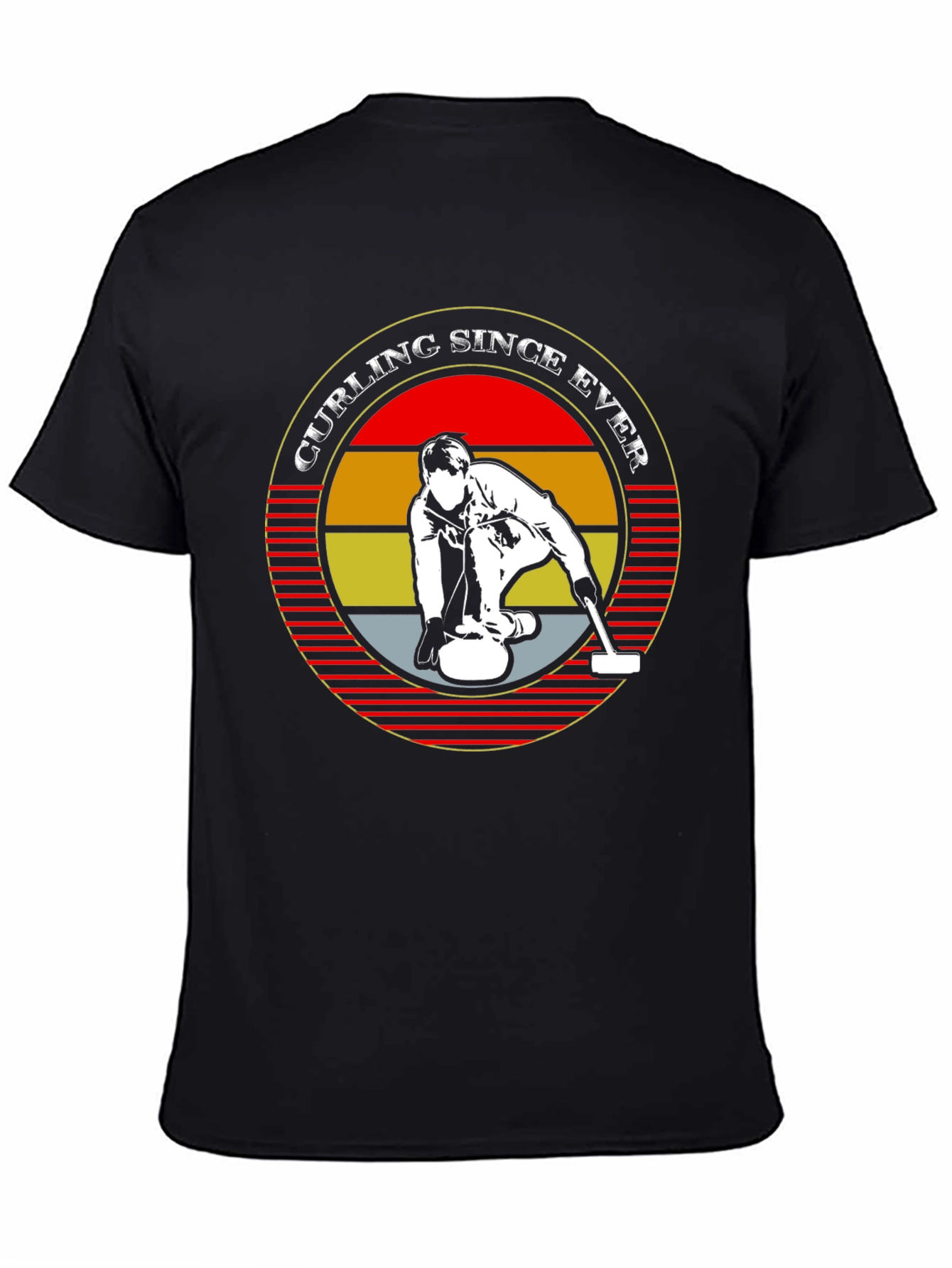 Curling Since Ever Black Graphic T-Shirt