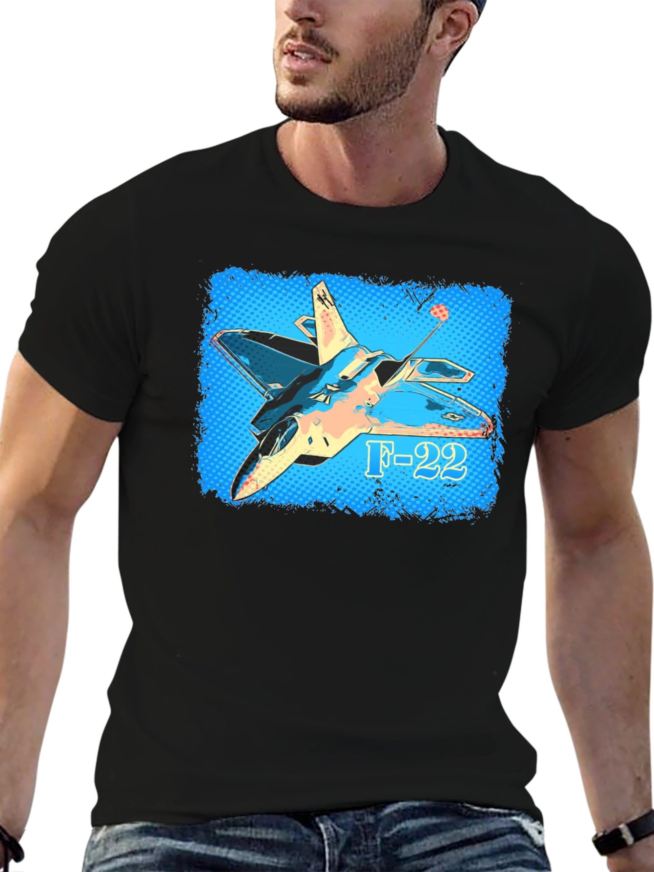 F-22 Fighter Jet Graphic T-Shirt - Military Aviation Tee