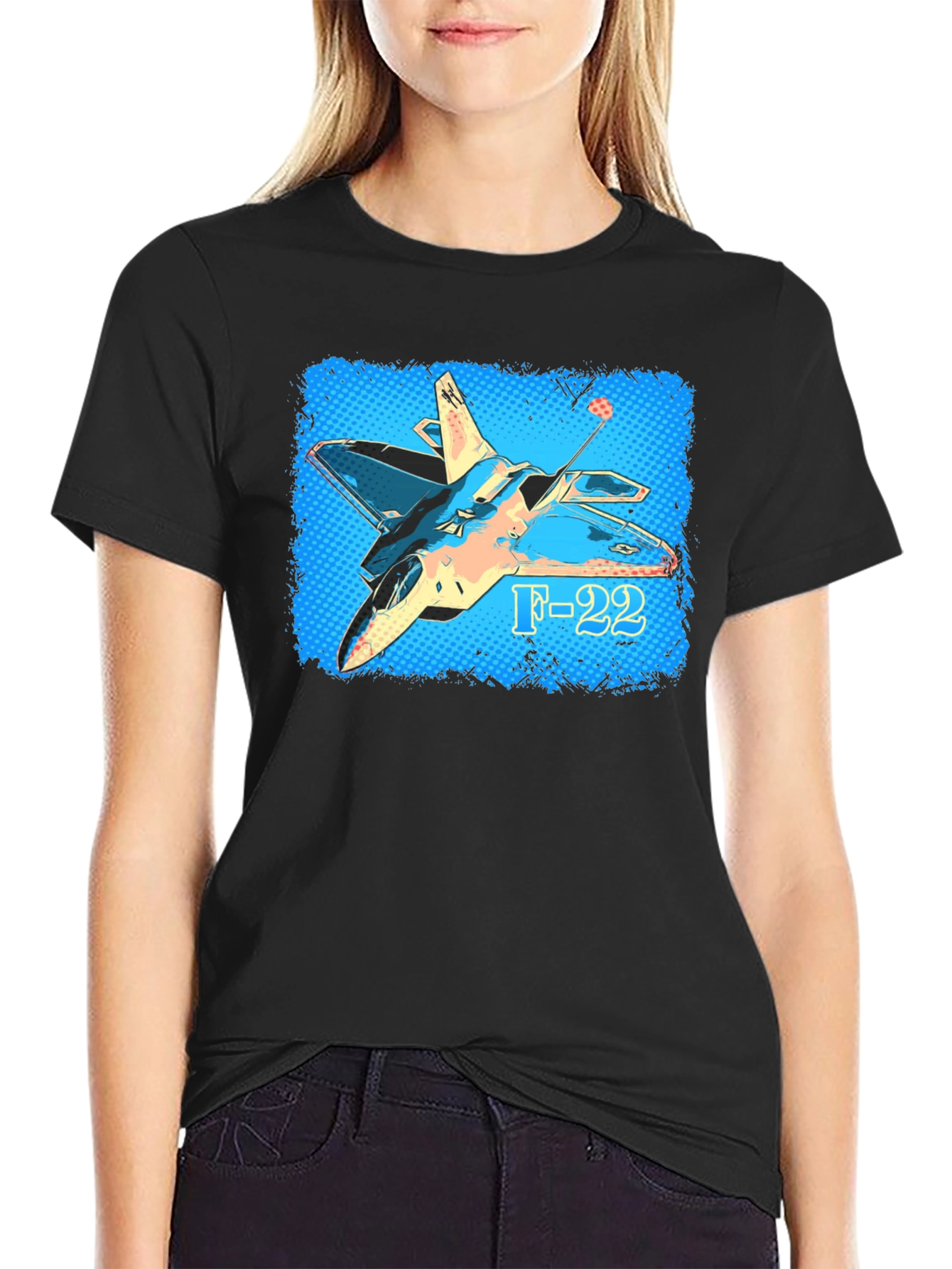 F-22 Fighter Jet Graphic T-Shirt - Military Aviation Tee