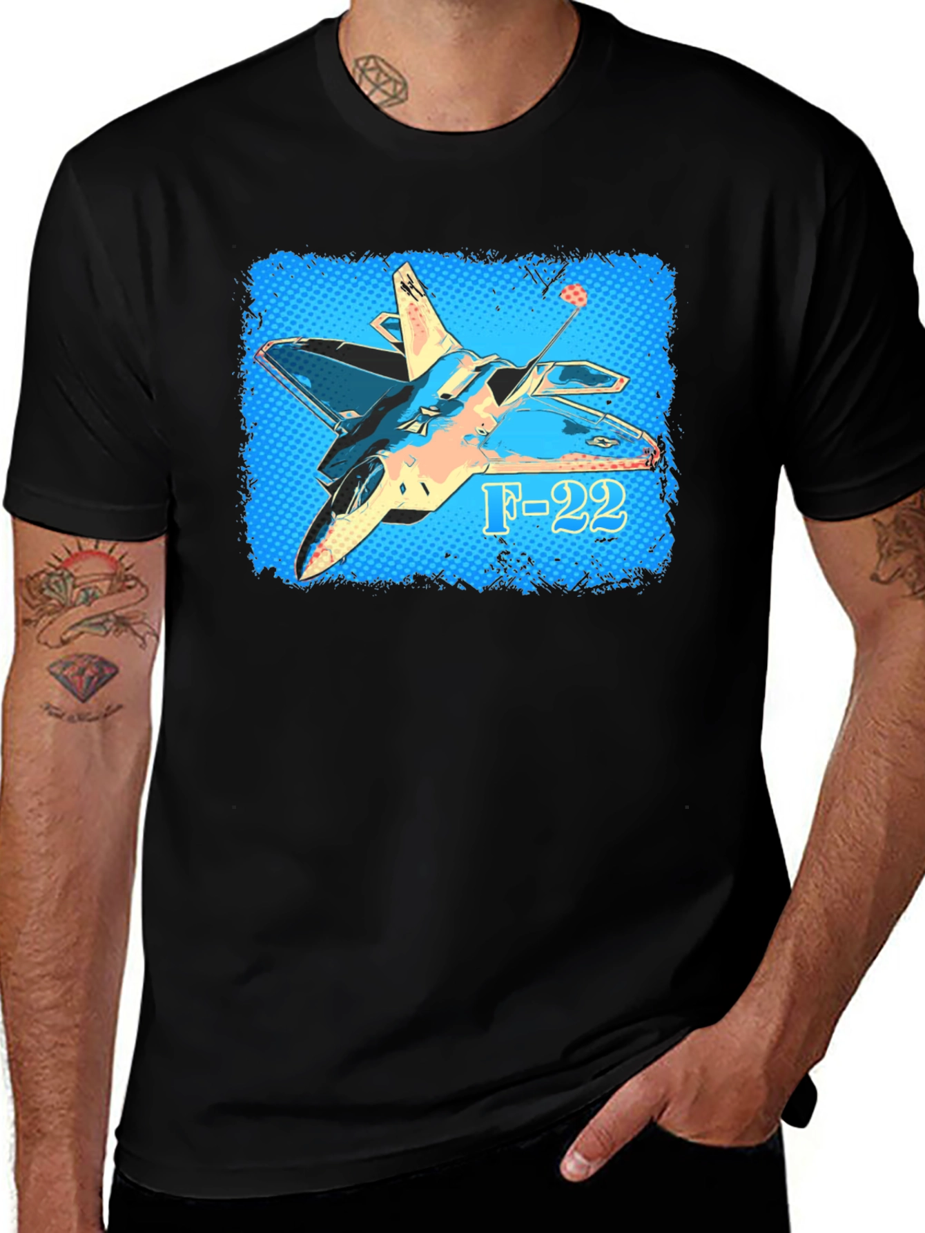 F-22 Fighter Jet Graphic T-Shirt - Military Aviation Tee