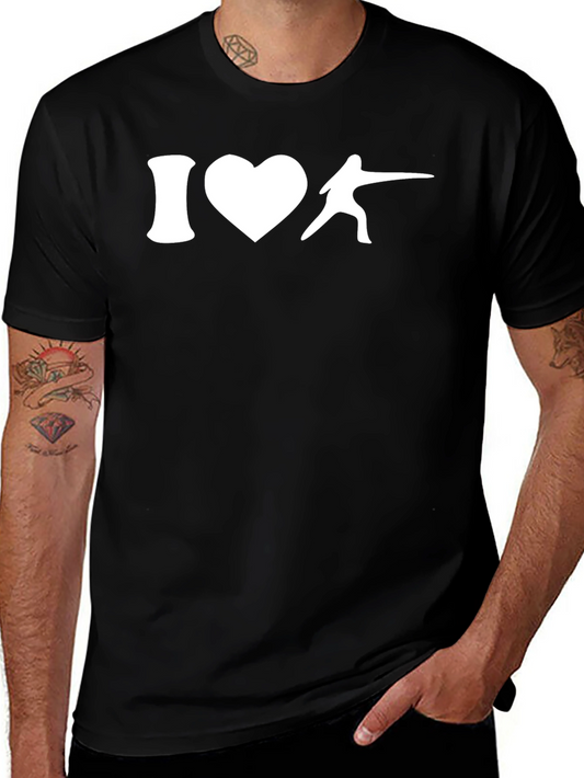 I Love Fencing T-Shirt - Black
