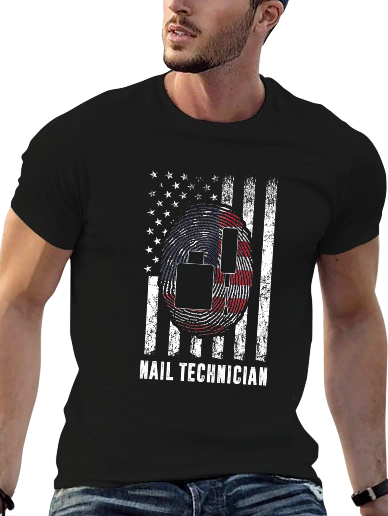 Nail Technician American Flag Graphic T-Shirt