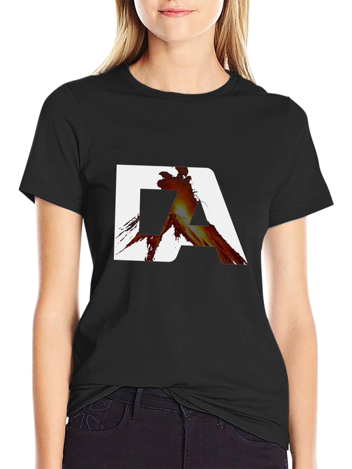 Modern Graphic Tee - DA Lava Print - Black