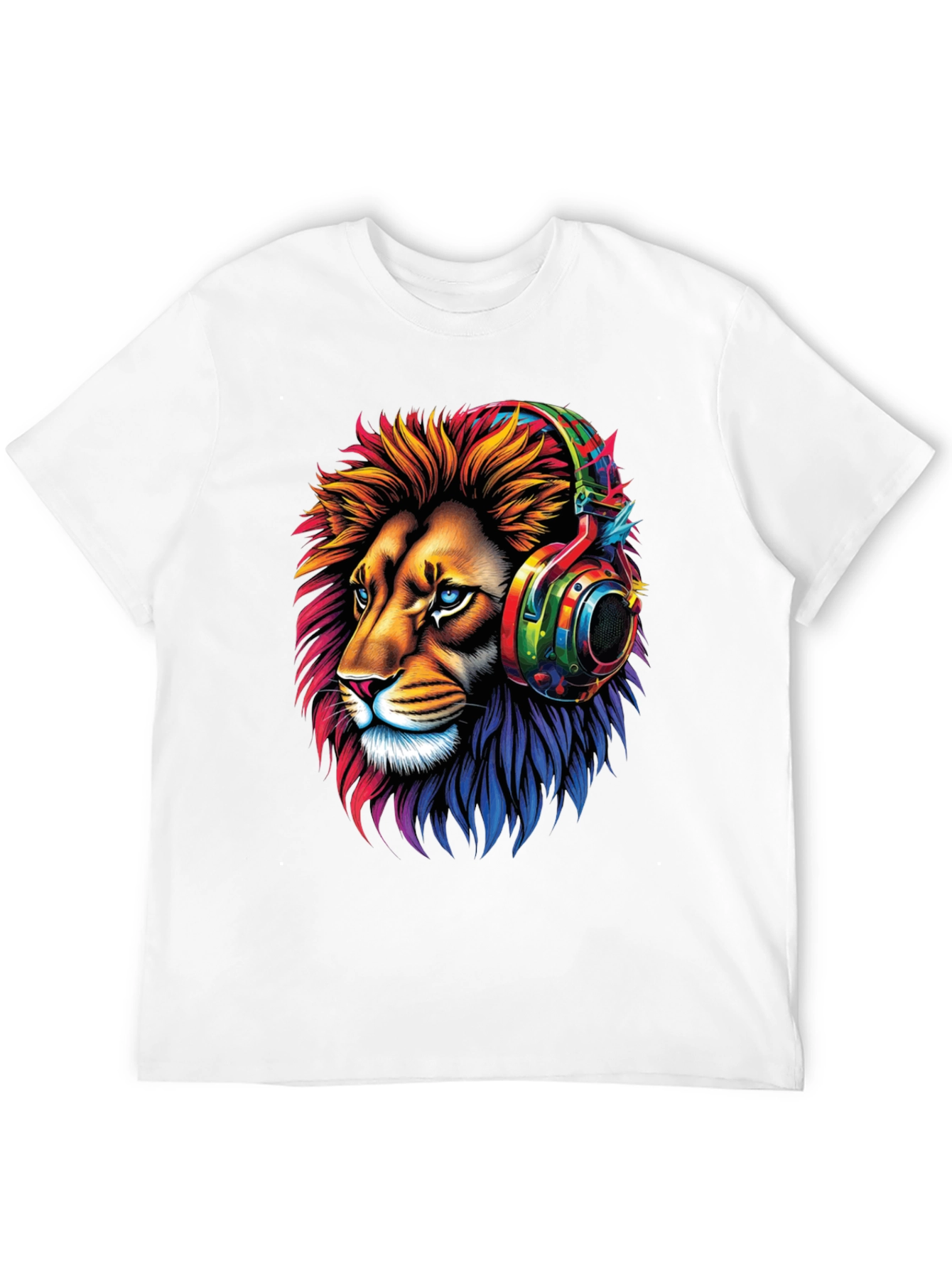 Lion Headphone Graphic Tee - Mens Black T-Shirt