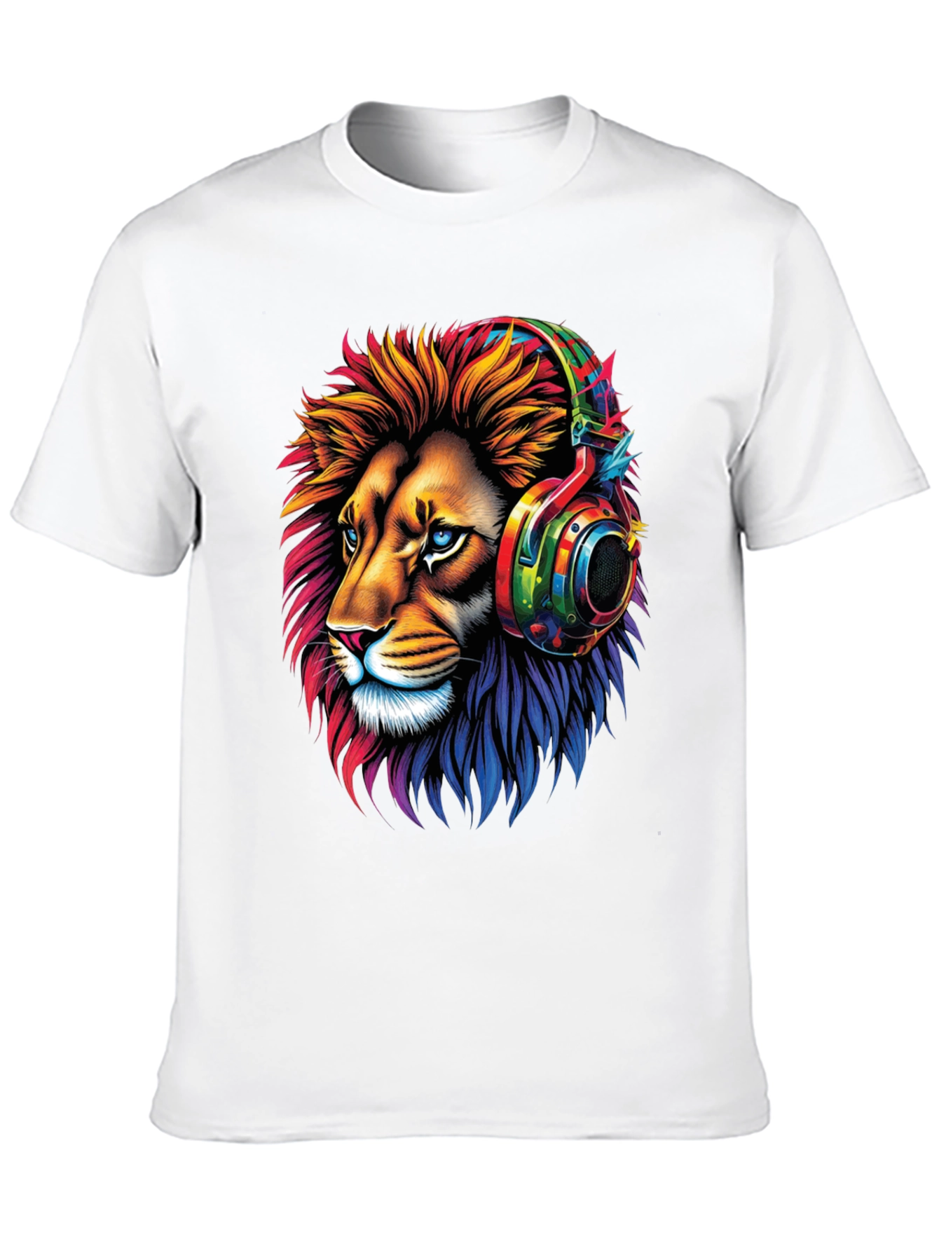 Lion Headphone Graphic Tee - Mens Black T-Shirt