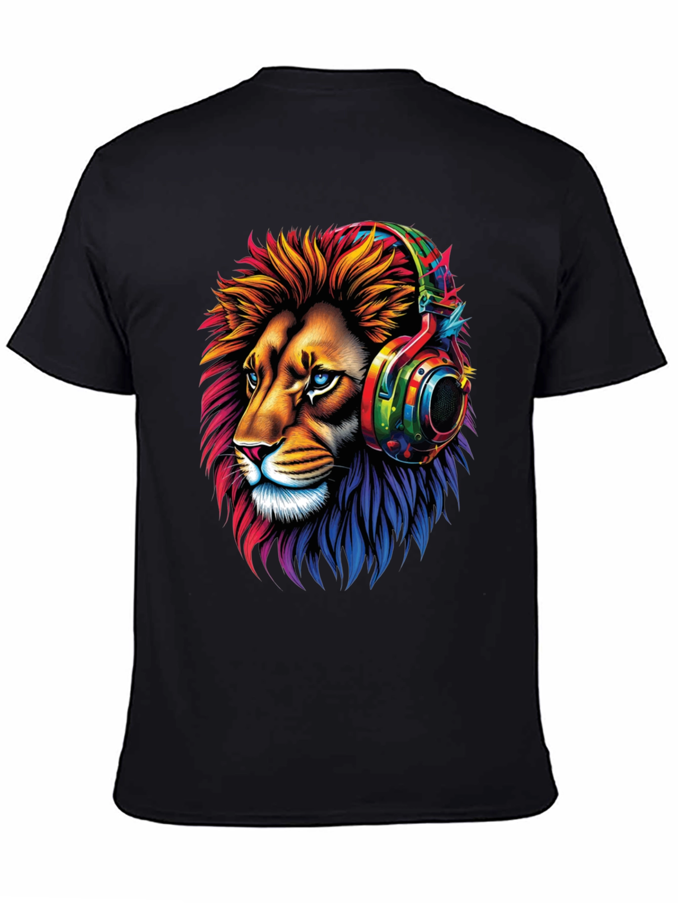 Lion Headphone Graphic Tee - Mens Black T-Shirt