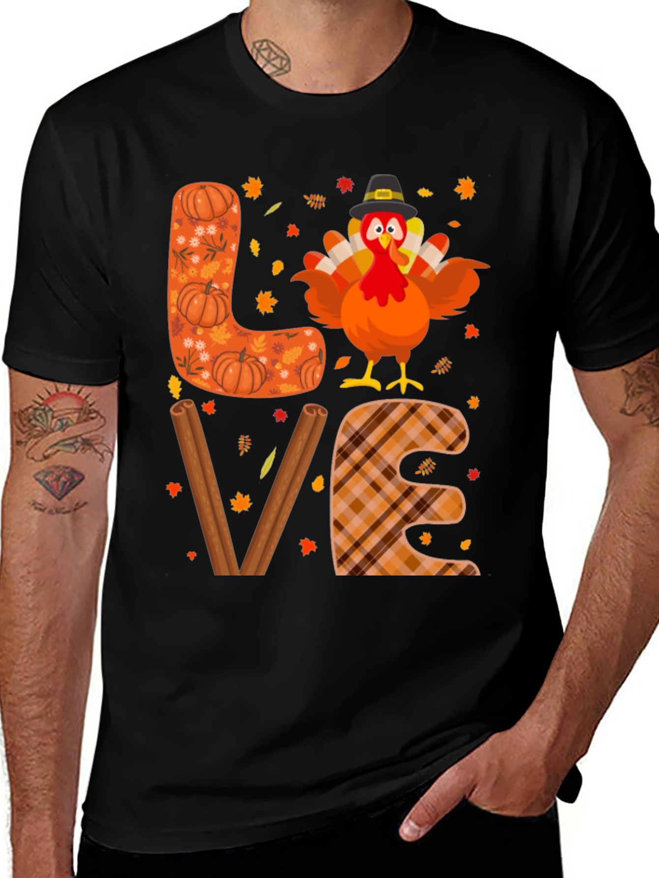 Thanksgiving Turkey LOVE Graphic T-Shirt