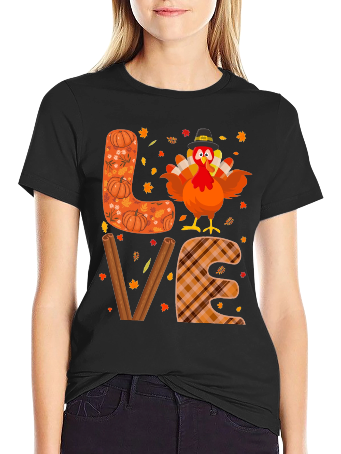 Thanksgiving Turkey LOVE Graphic T-Shirt