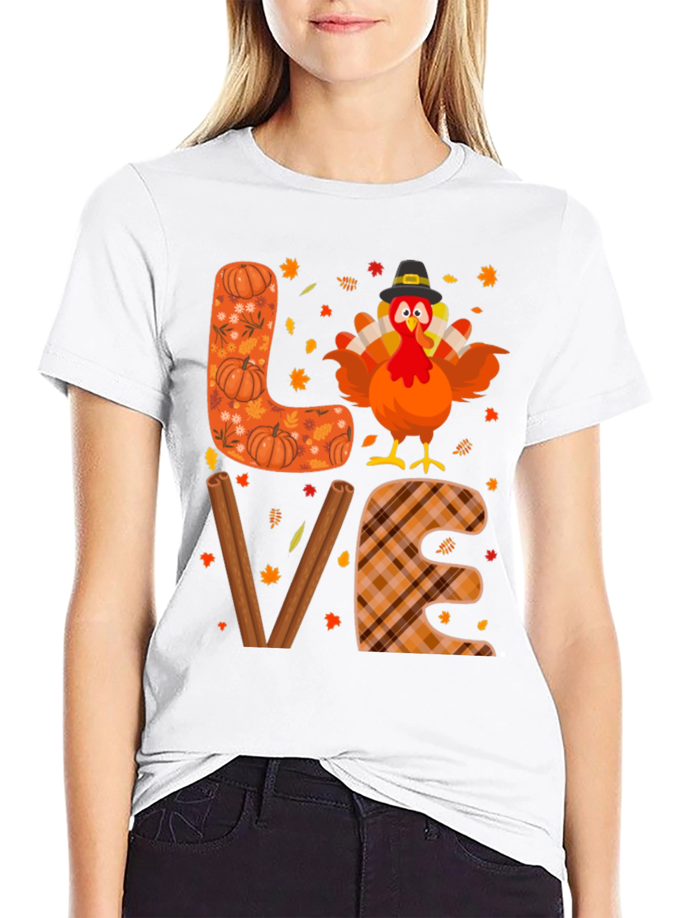 Thanksgiving Turkey LOVE Graphic T-Shirt