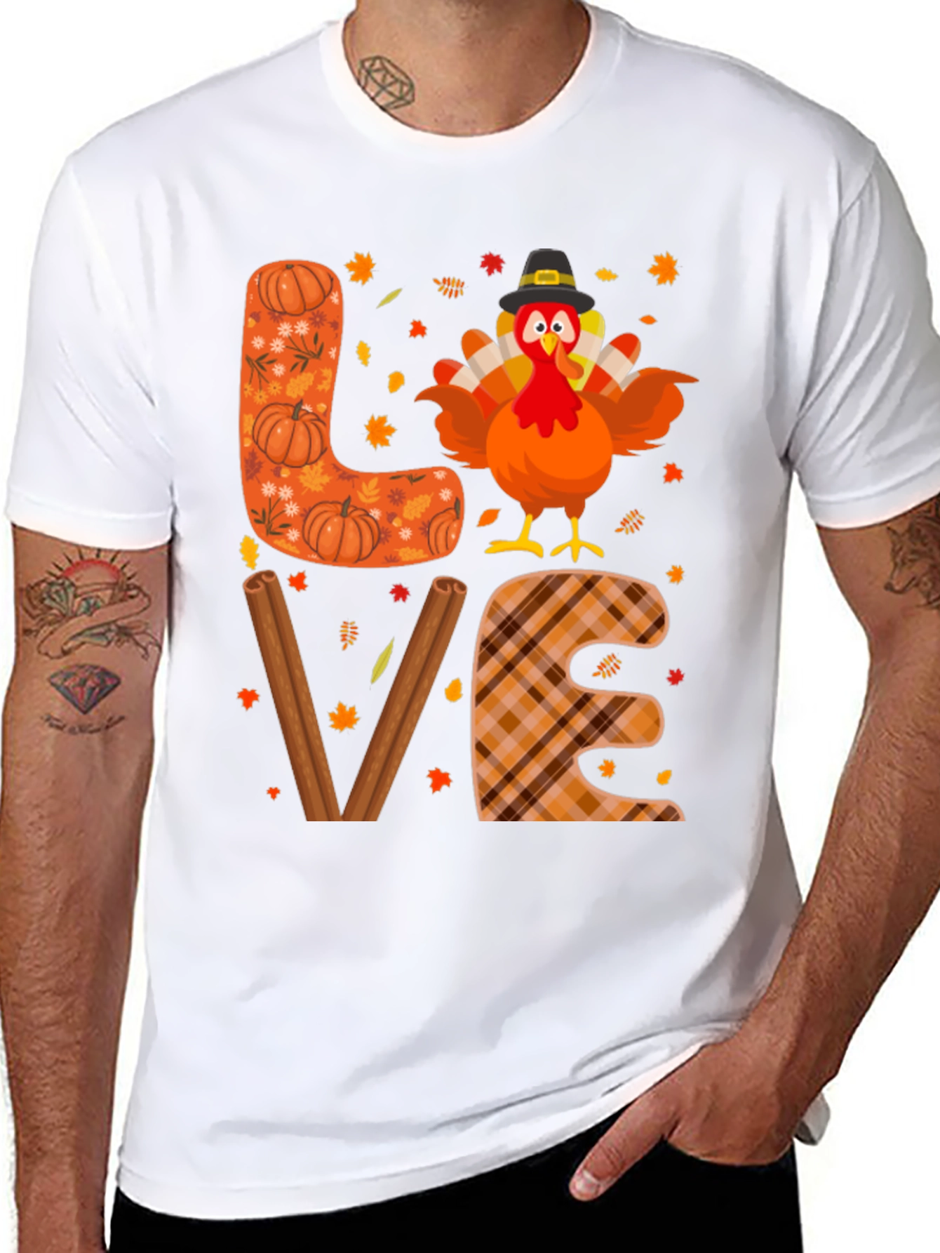 Thanksgiving Turkey LOVE Graphic T-Shirt