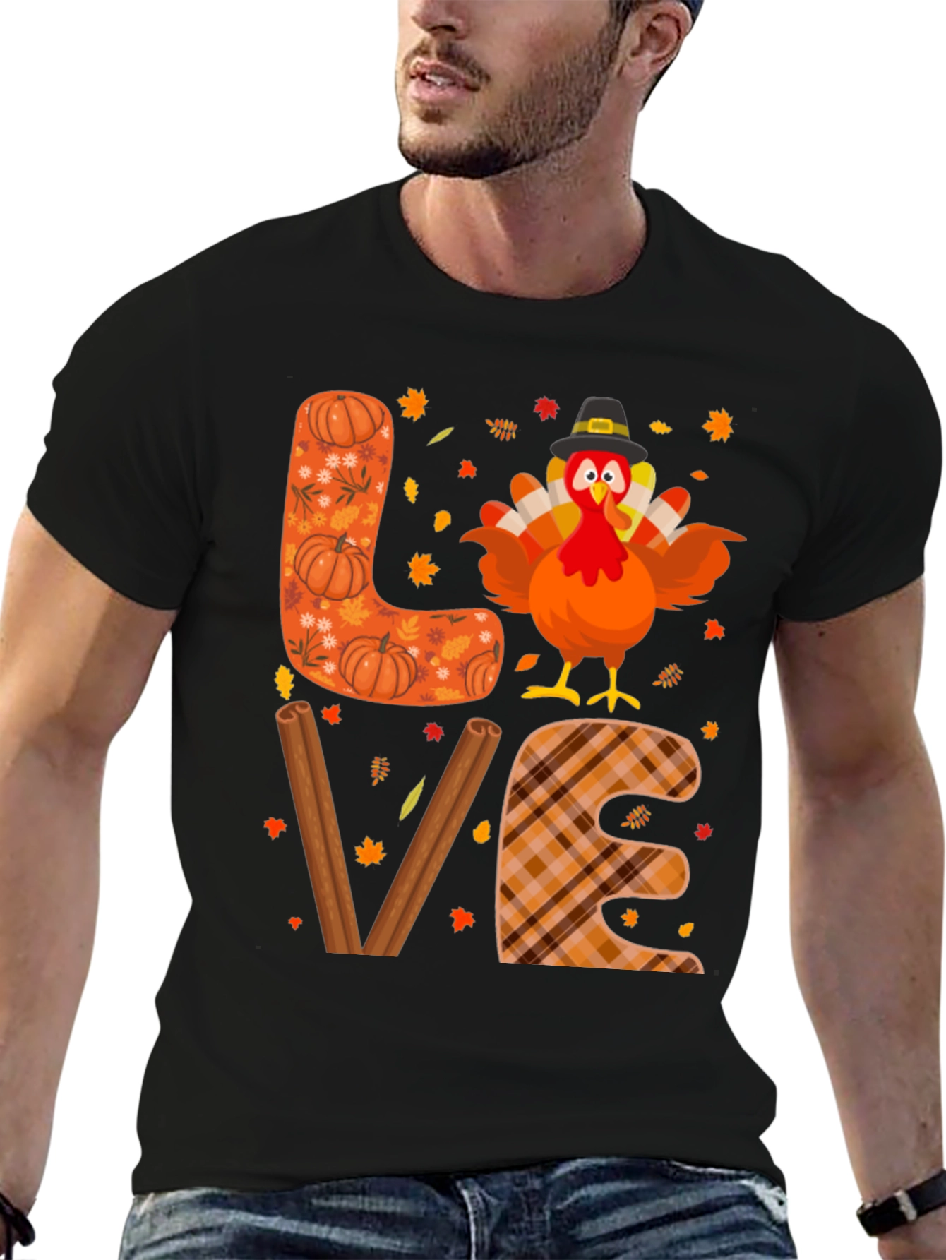 Thanksgiving Turkey LOVE Graphic T-Shirt