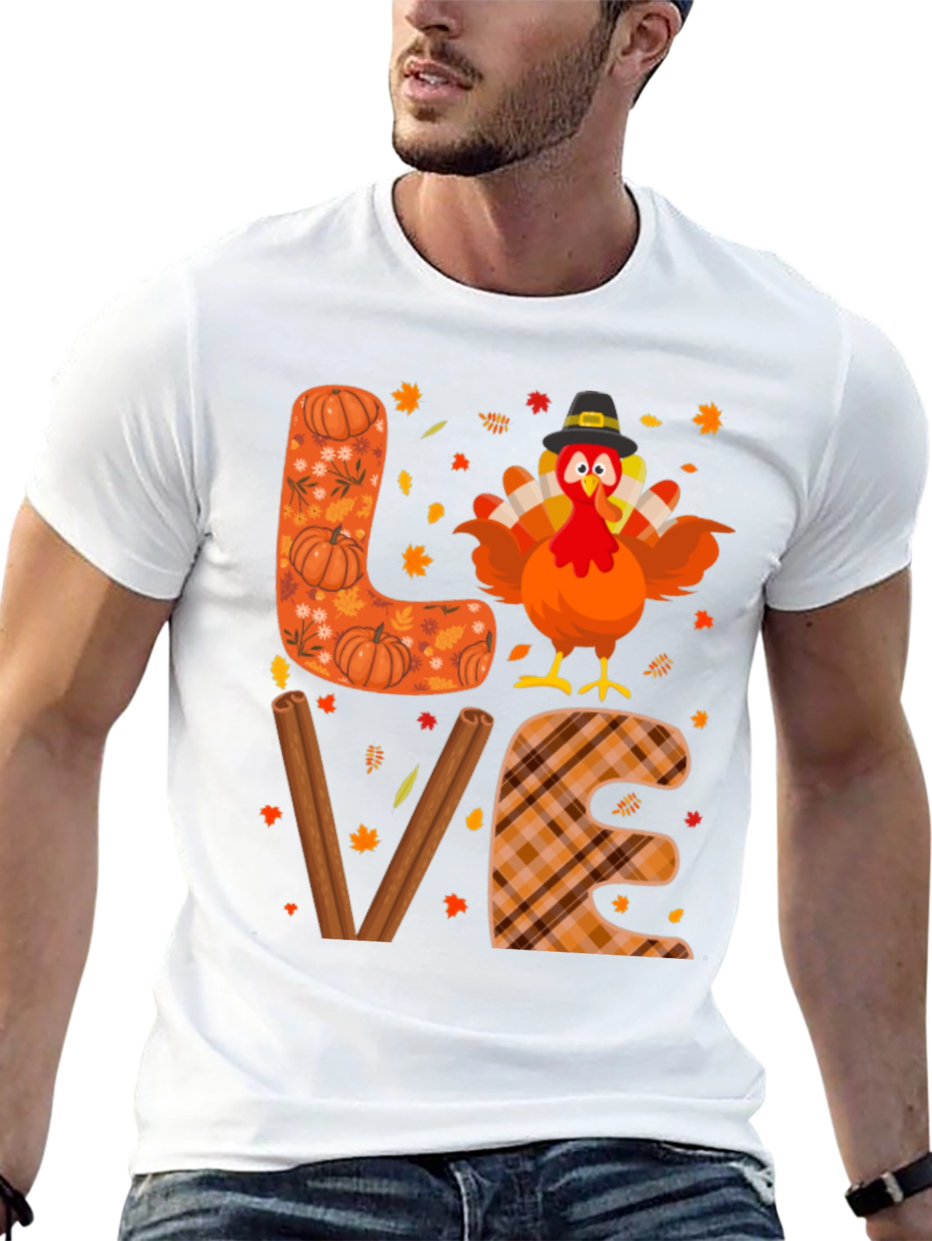 Thanksgiving Turkey LOVE Graphic T-Shirt