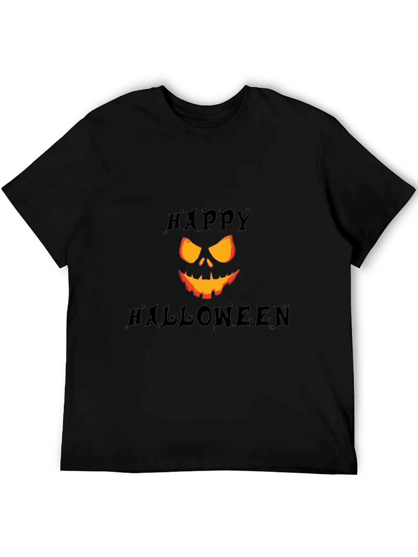 Happy Halloween Pumpkin Face Black T-Shirt
