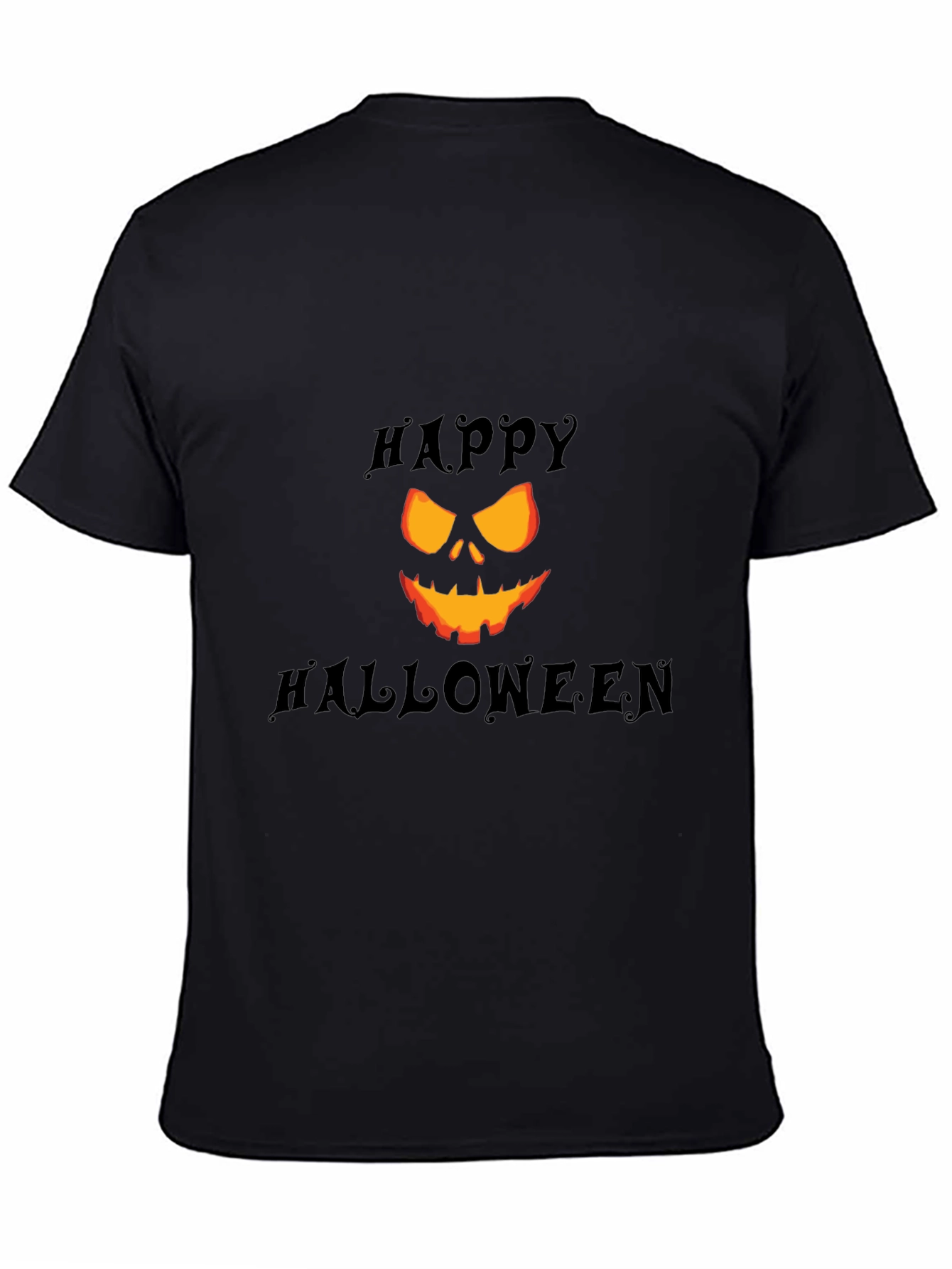 Happy Halloween Pumpkin Face Black T-Shirt