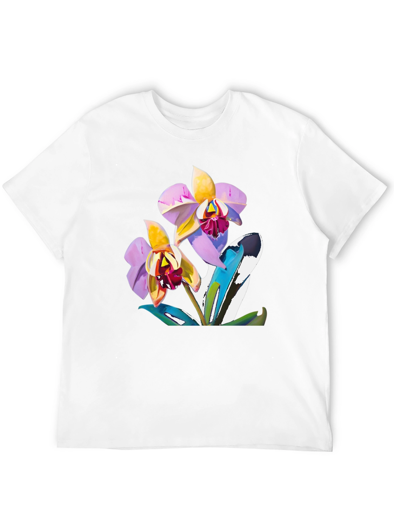 Orchid Graphic T-Shirt - Black Cotton Blend