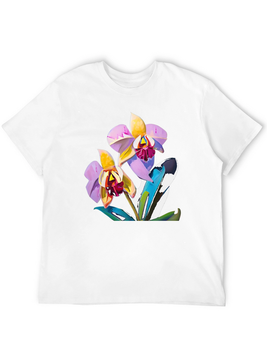 Orchid Graphic T-Shirt - Black Cotton Blend