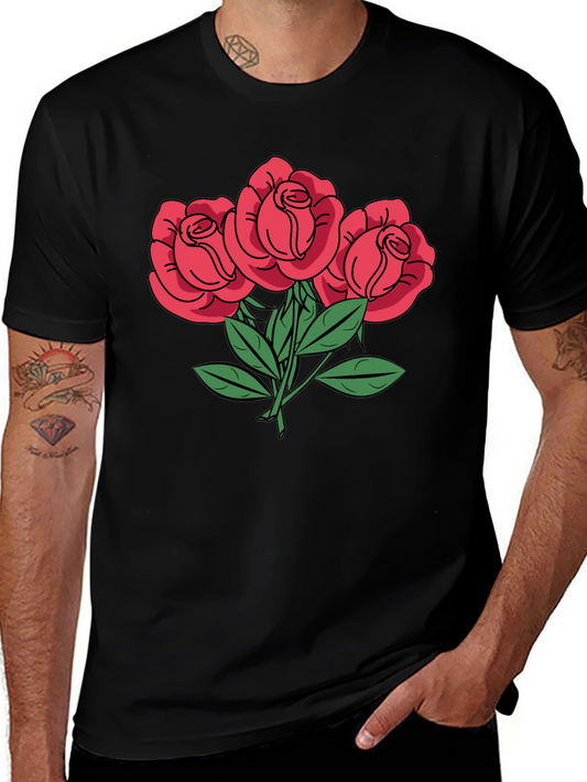 Mens Rose Graphic T-Shirt - Black