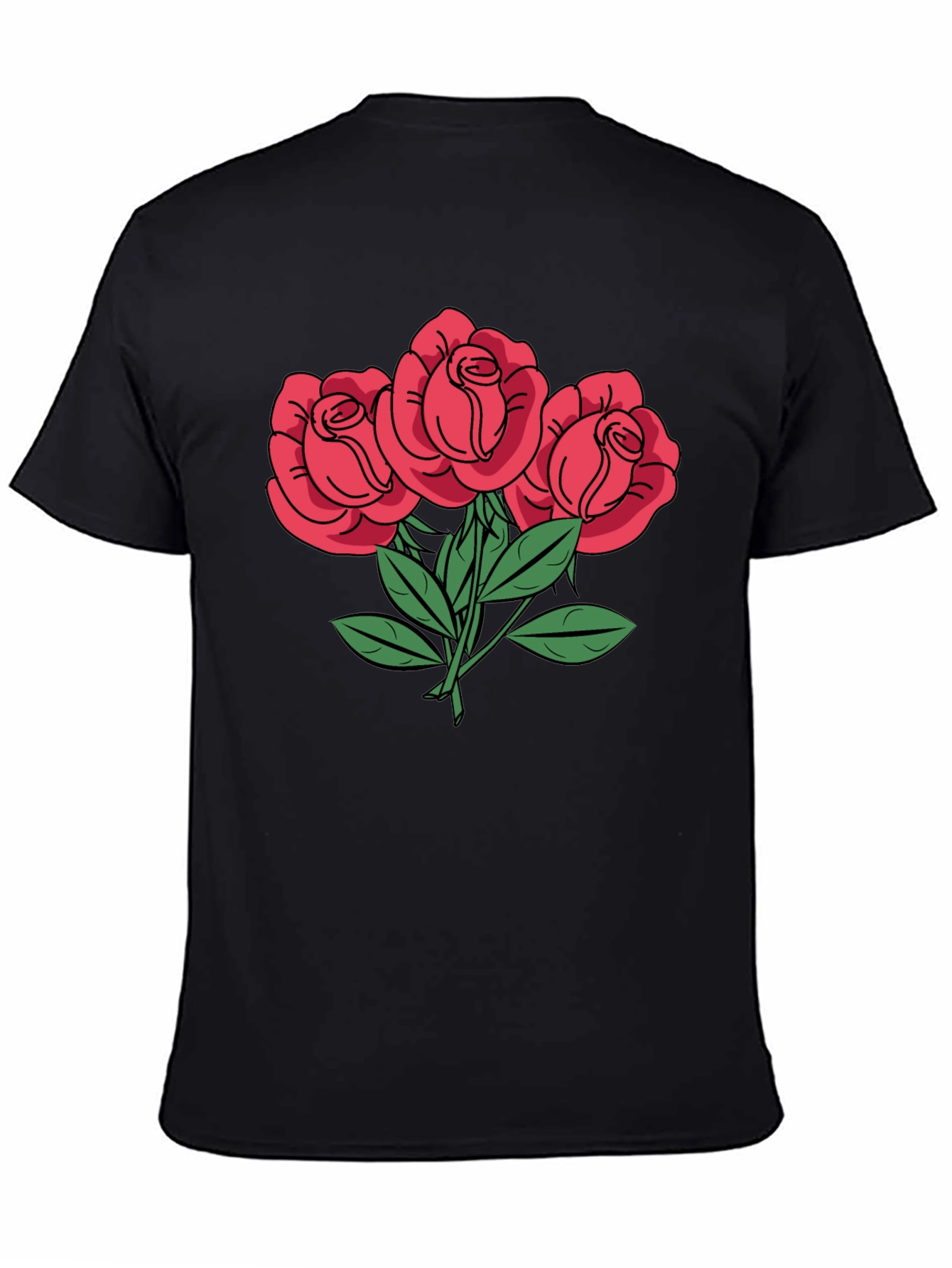 Mens Rose Graphic T-Shirt - Black