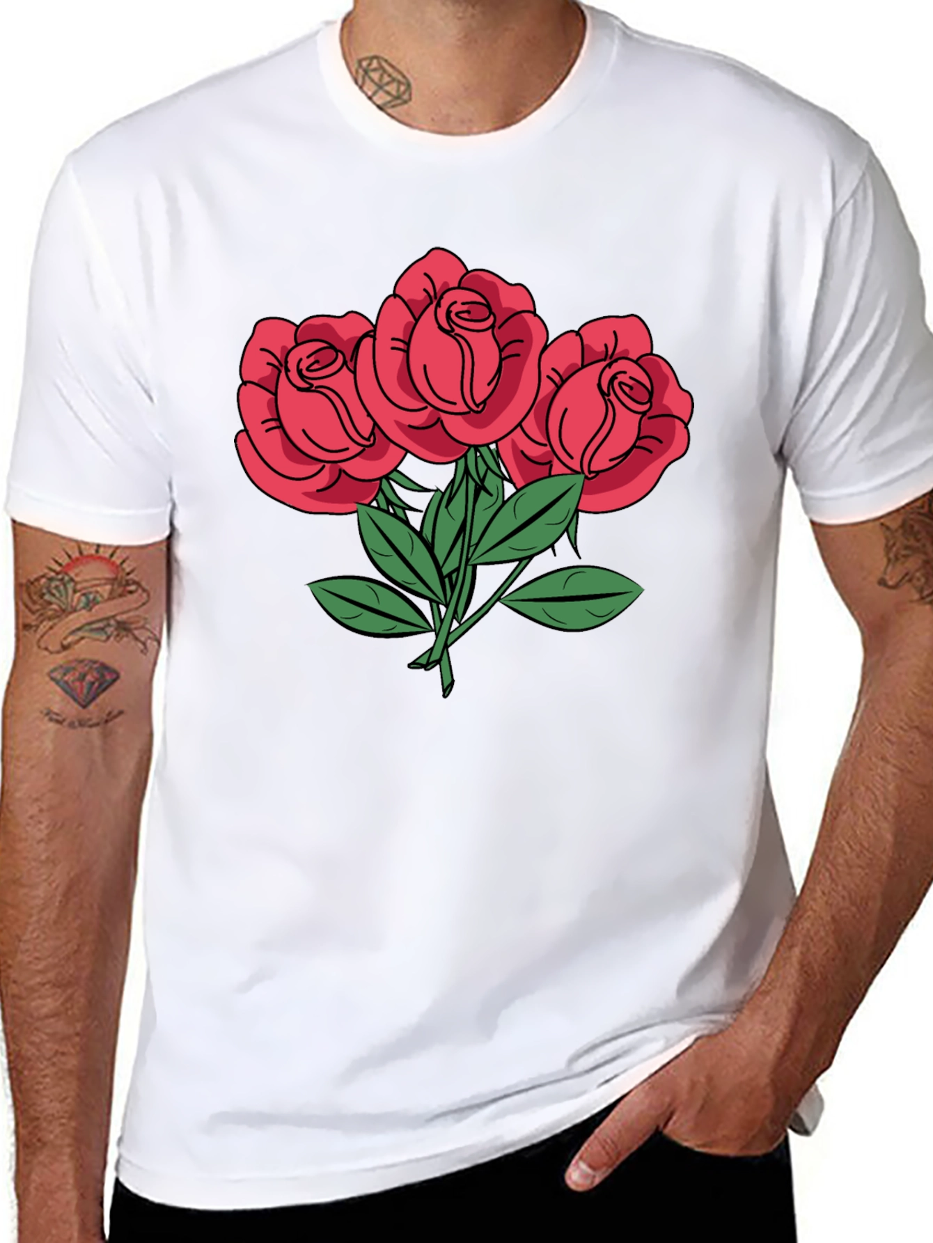 Mens Rose Graphic T-Shirt - Black