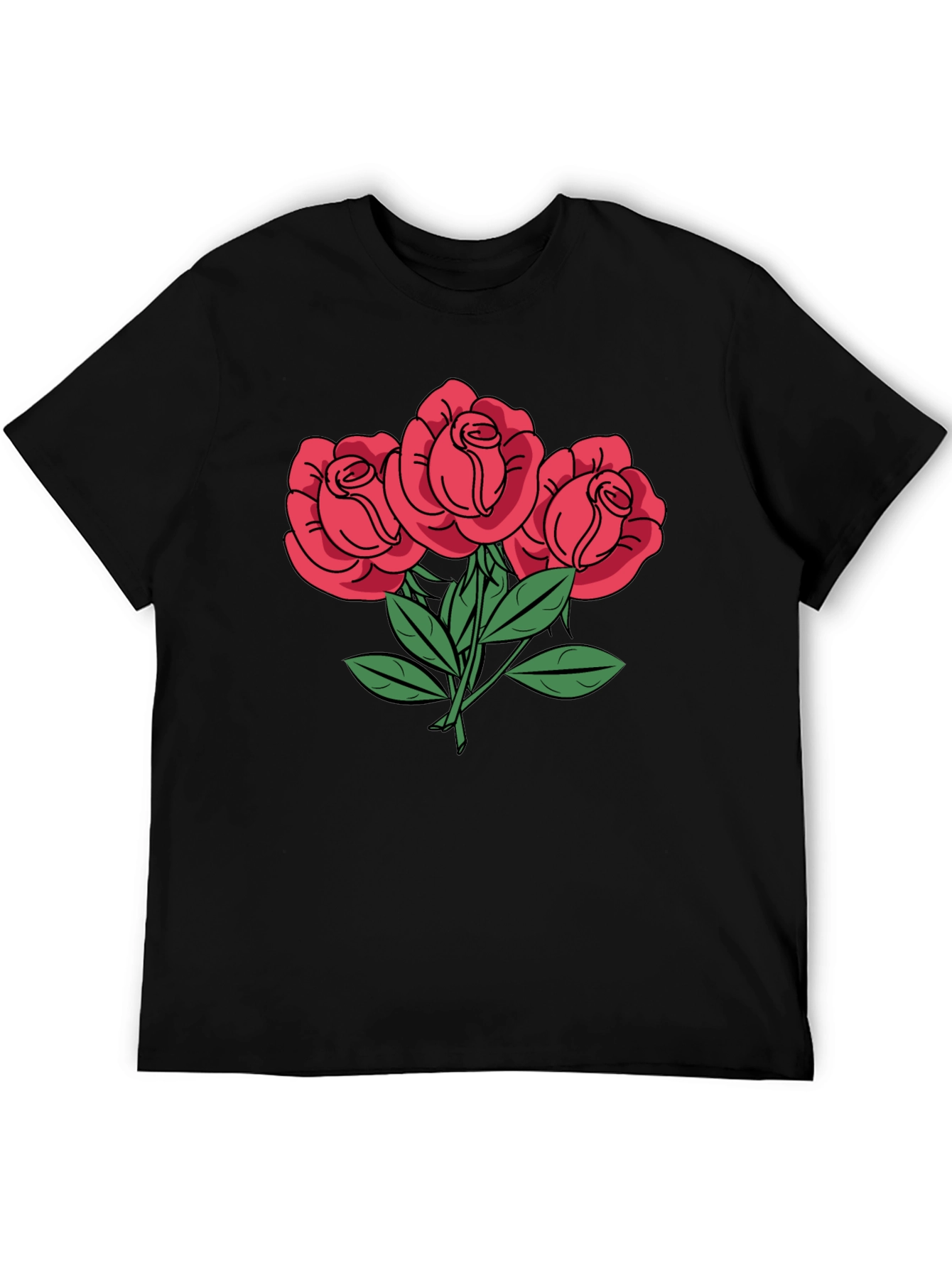 Mens Rose Graphic T-Shirt - Black