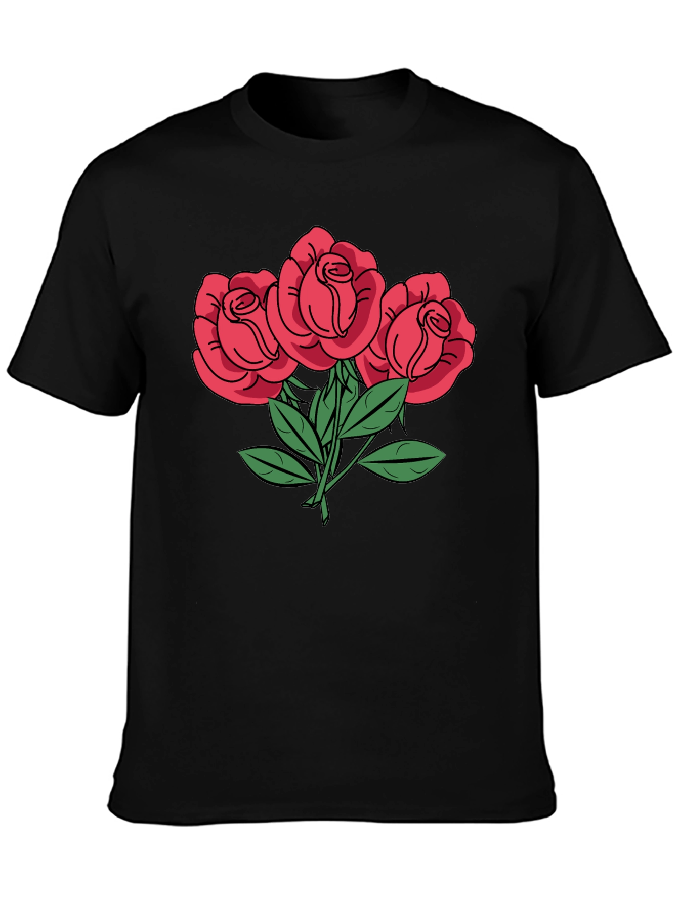 Mens Rose Graphic T-Shirt - Black