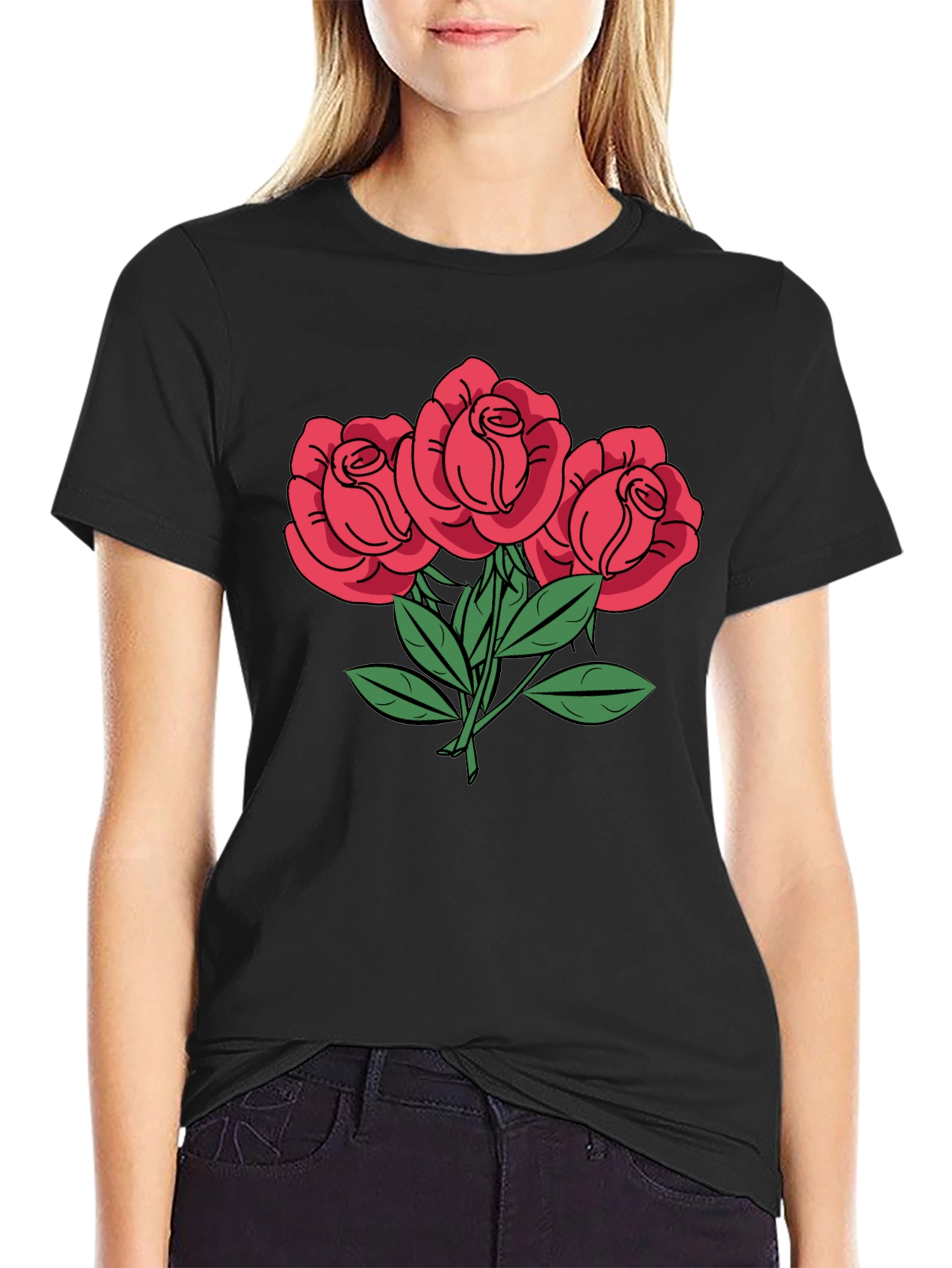 Mens Rose Graphic T-Shirt - Black