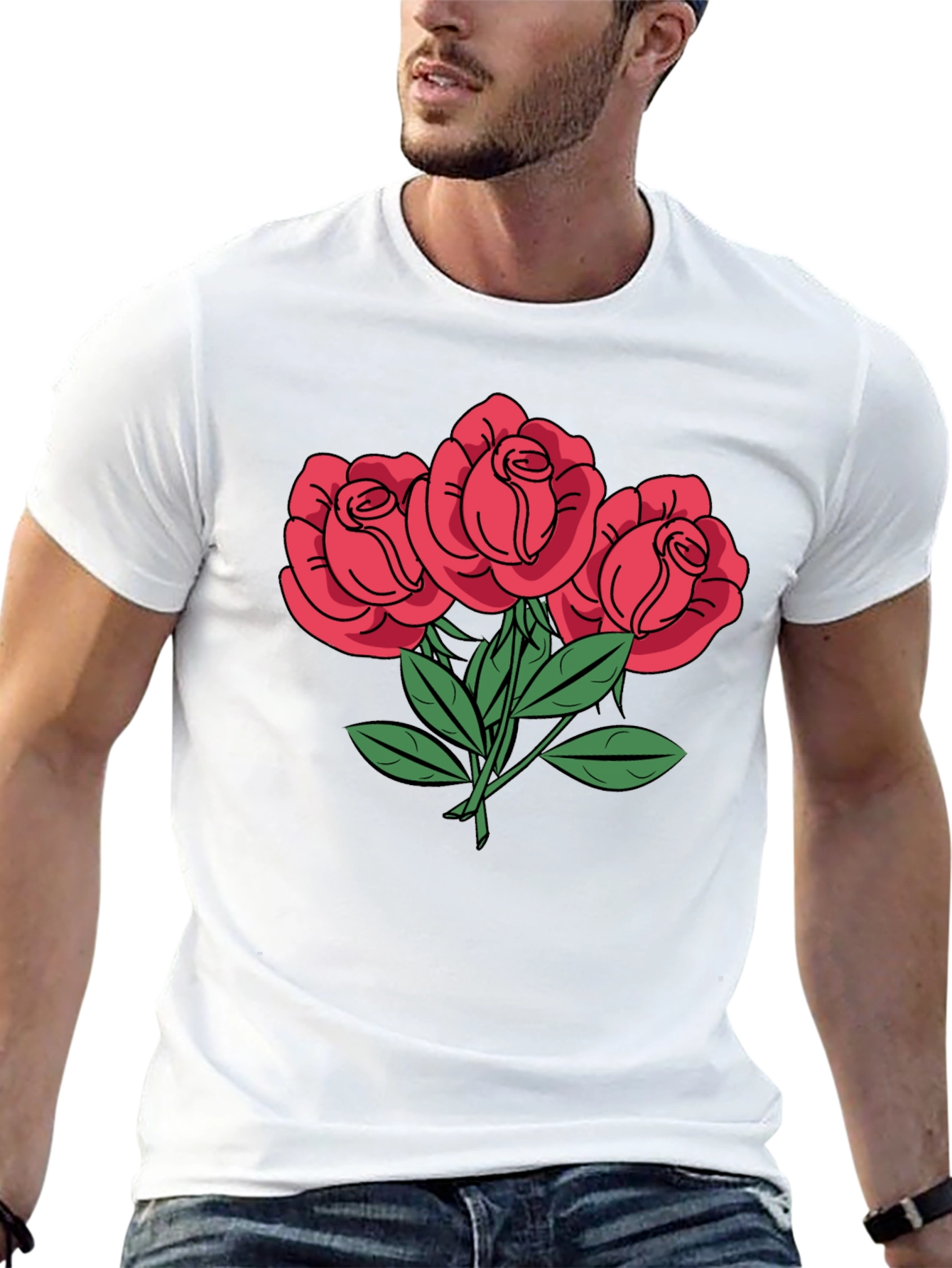 Mens Rose Graphic T-Shirt - Black
