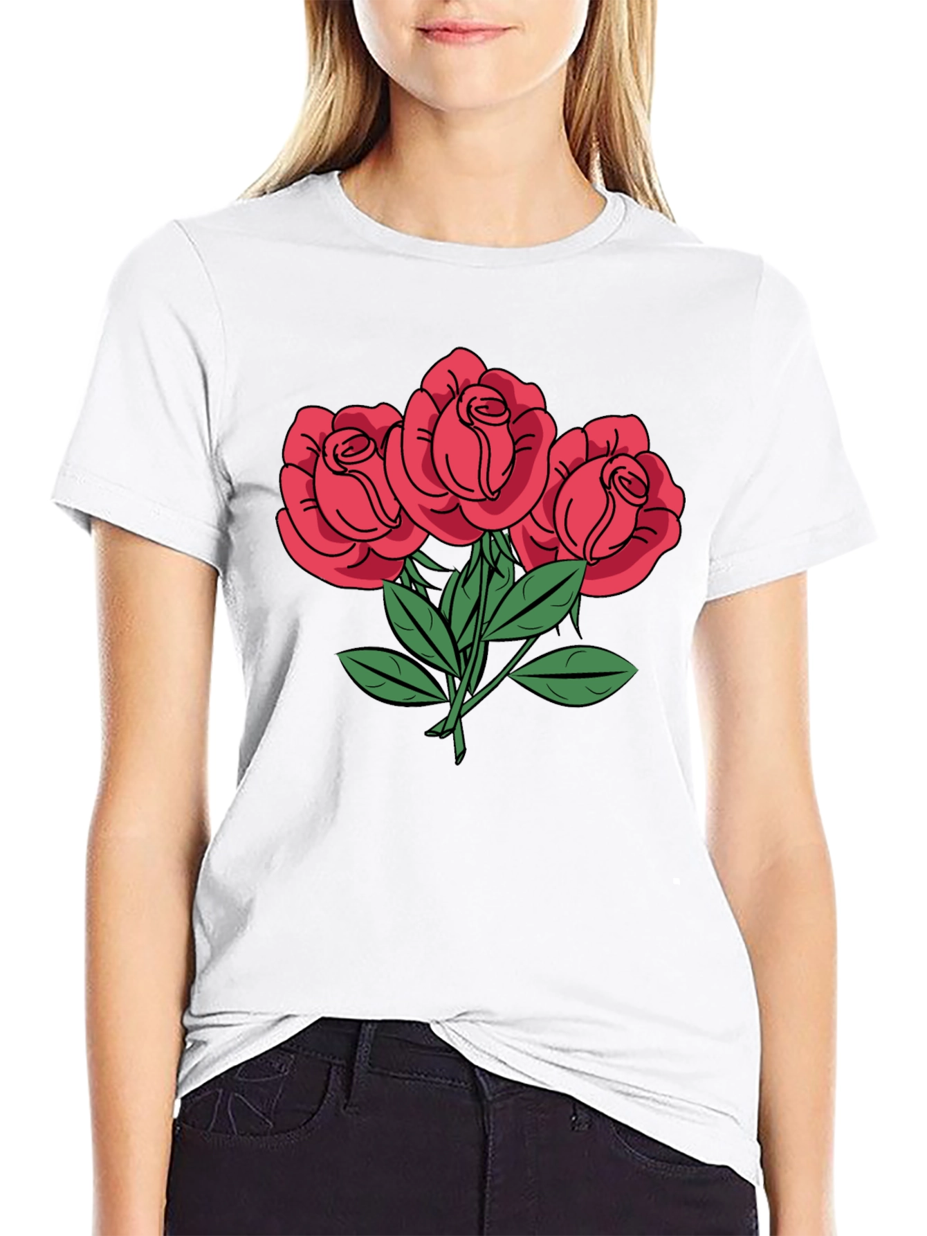 Mens Rose Graphic T-Shirt - Black