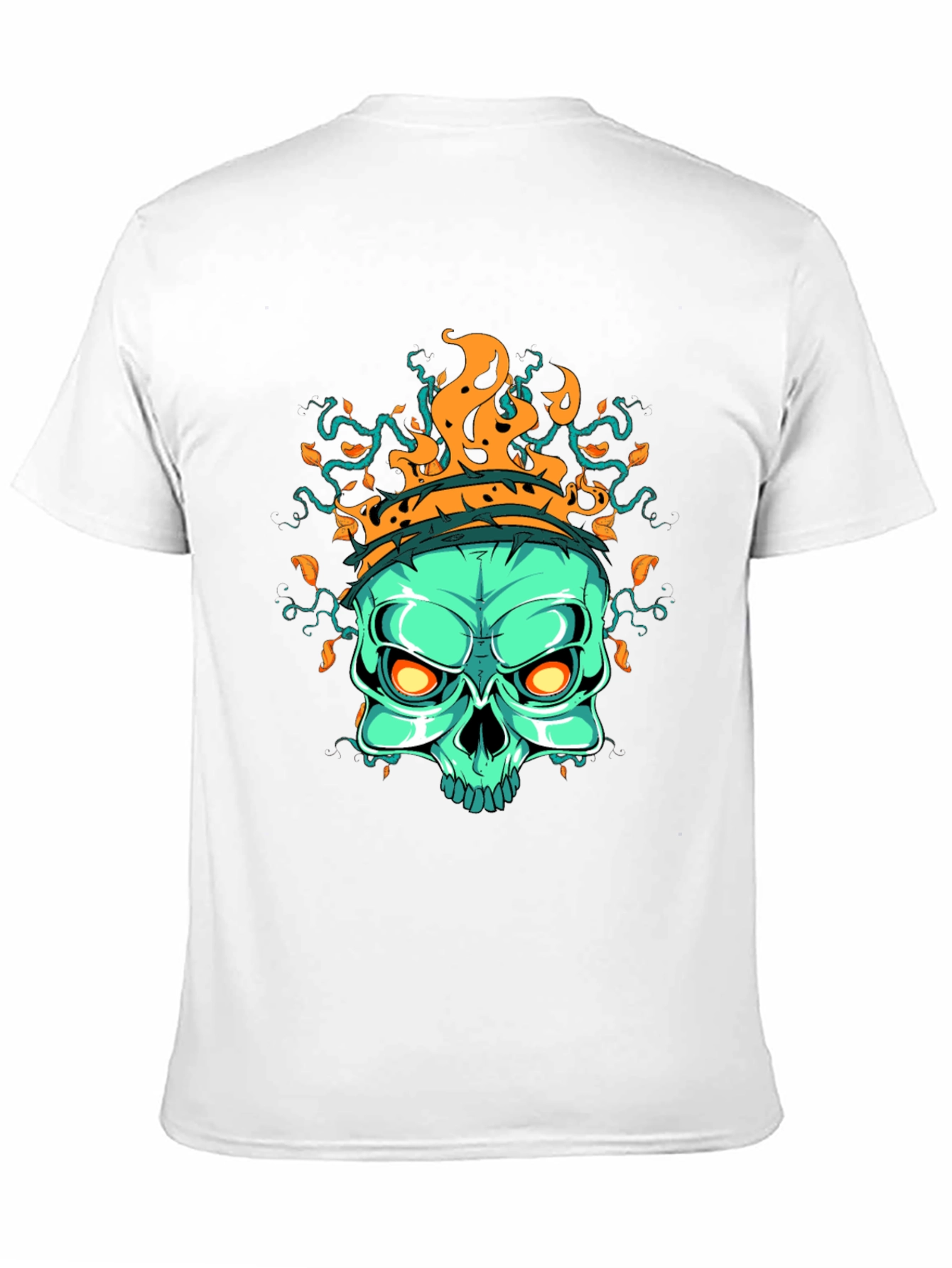 Flaming Skull Graphic T-Shirt - Black