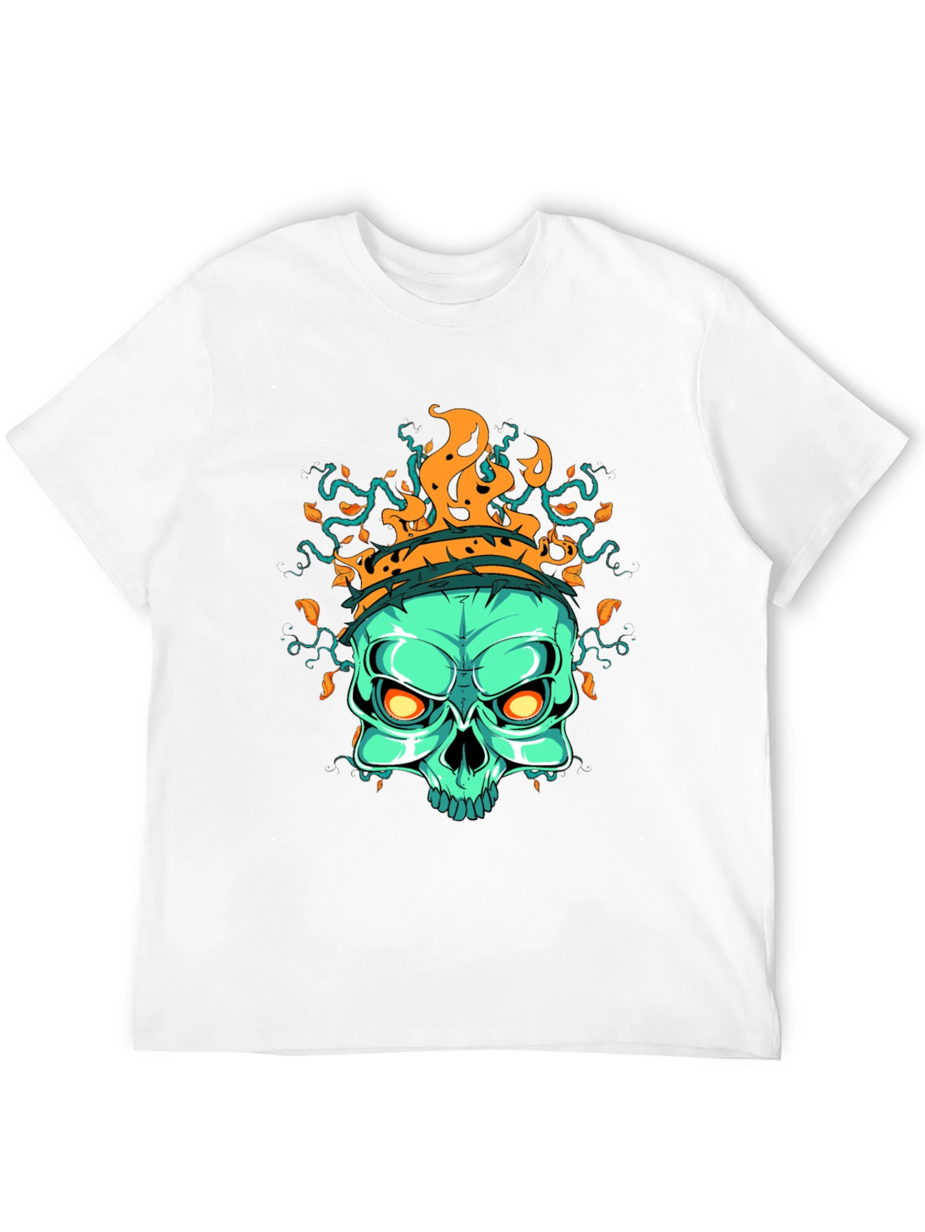 Flaming Skull Graphic T-Shirt - Black