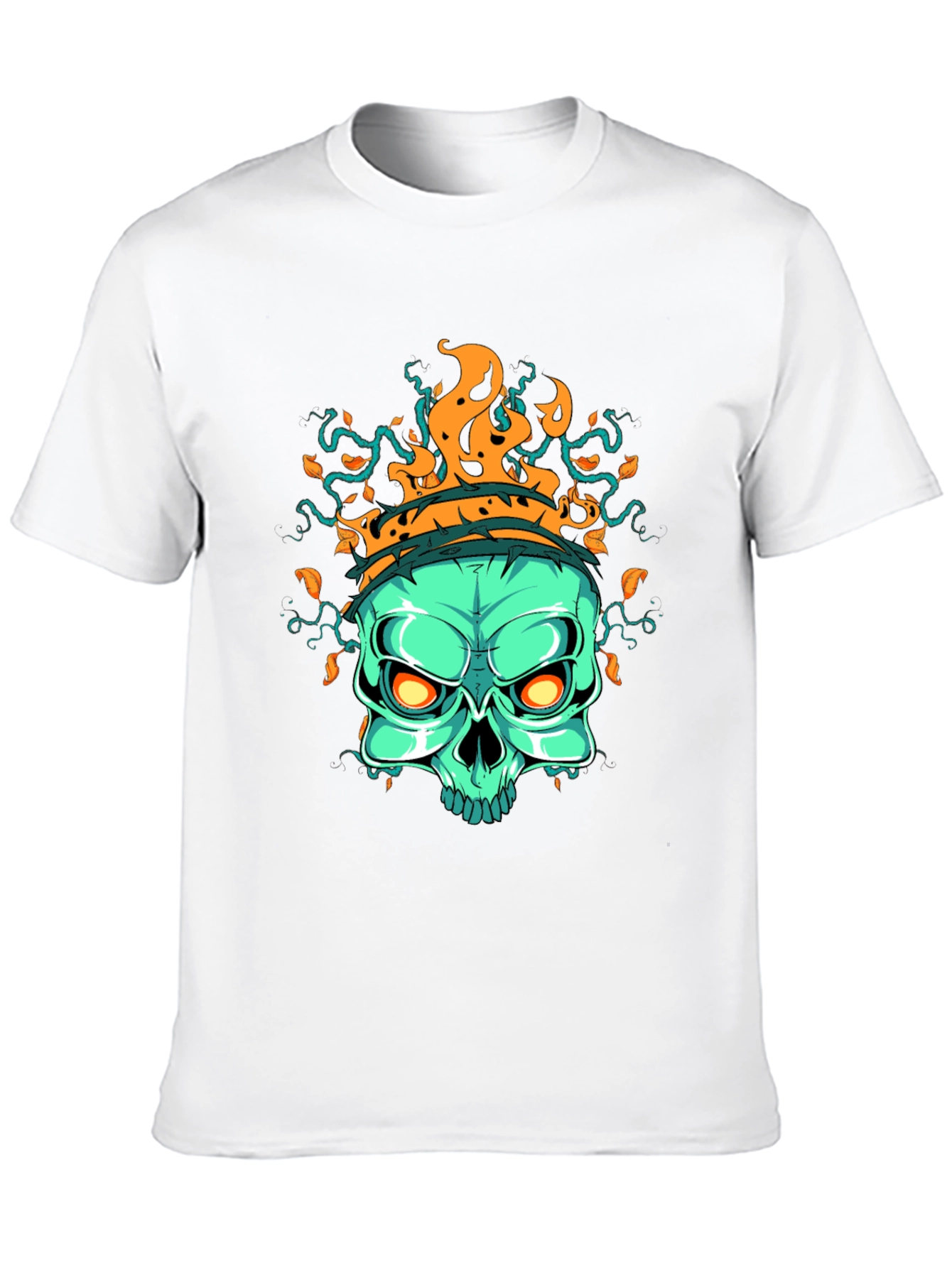Flaming Skull Graphic T-Shirt - Black