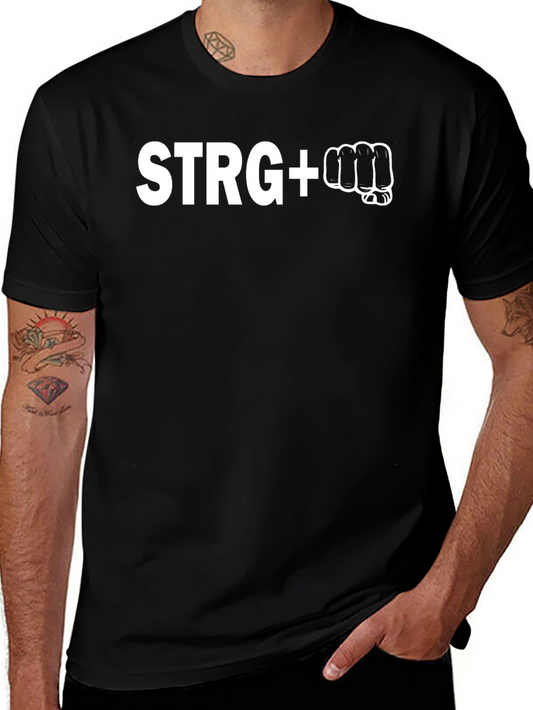 STRG+ Punch Graphic Tee - Strength Inspired Black T-Shirt