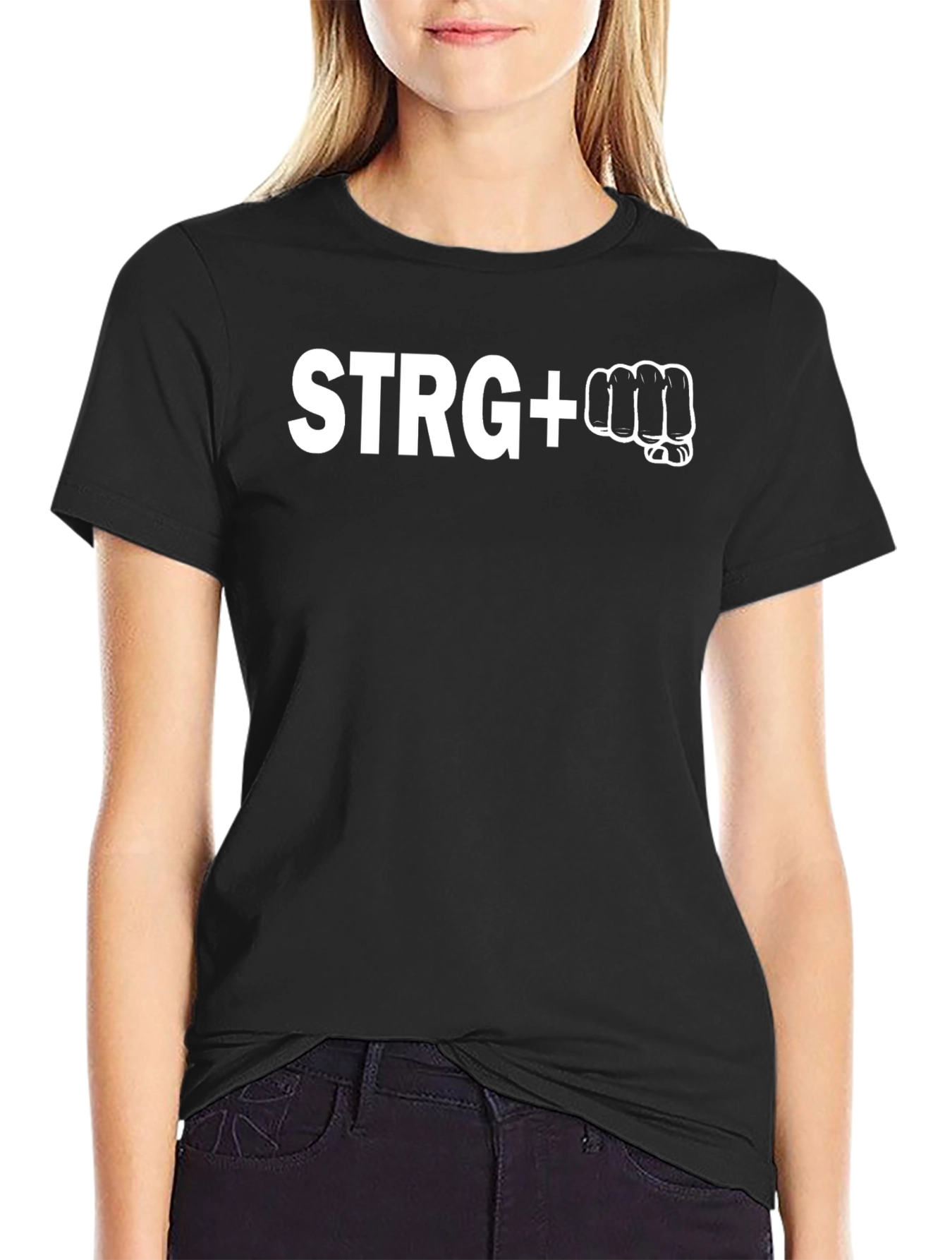 STRG+ Punch Graphic Tee - Strength Inspired Black T-Shirt