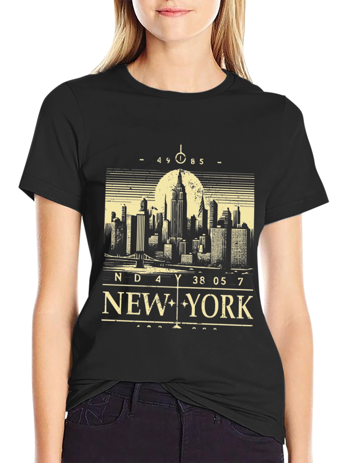 New York City Skyline Graphic Tee - Black