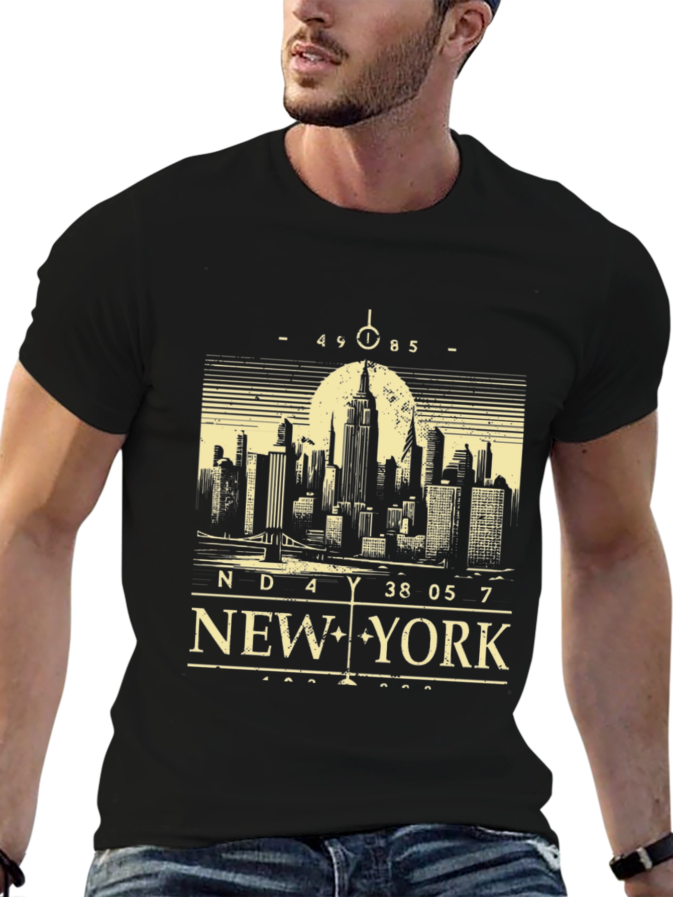 New York City Skyline Graphic Tee - Black