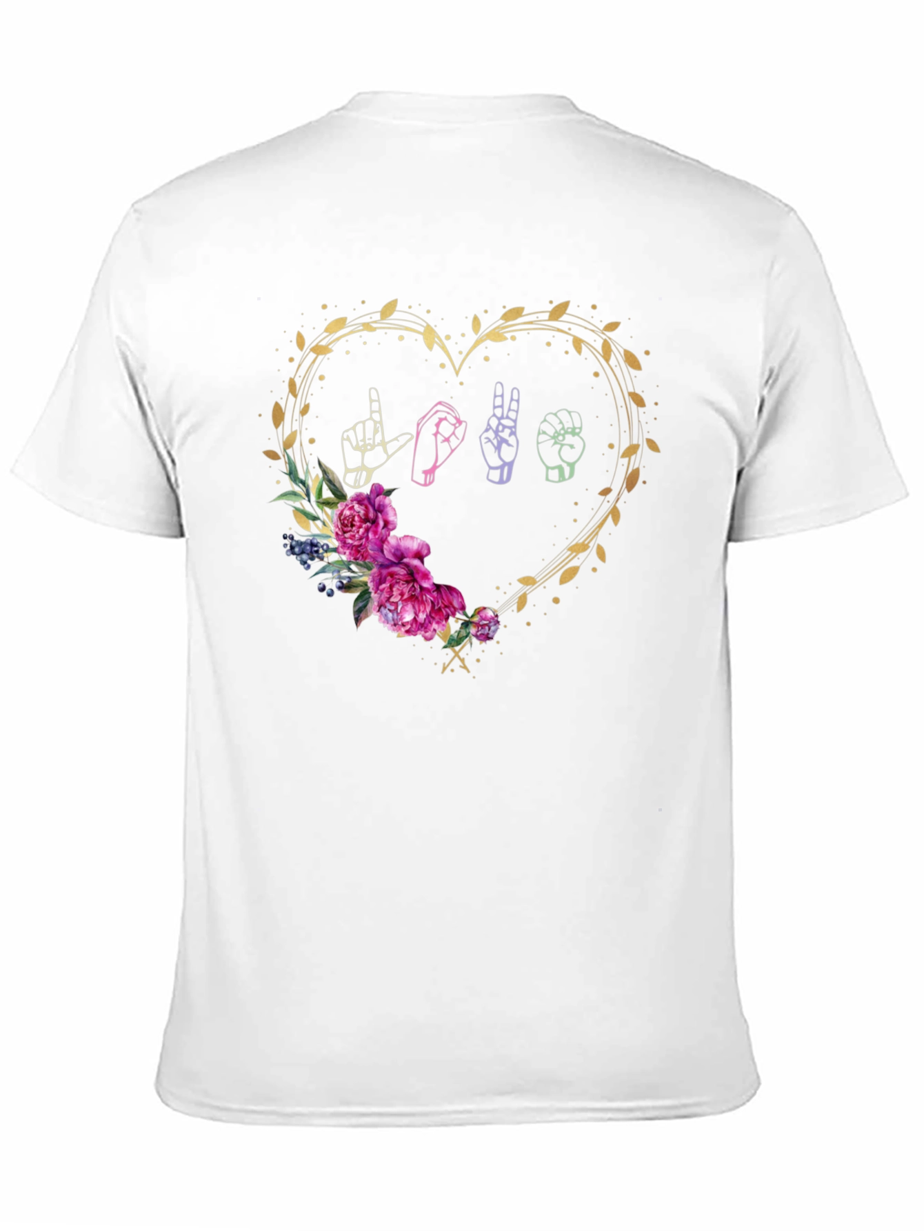 Love Sign Language Floral Heart T-Shirt