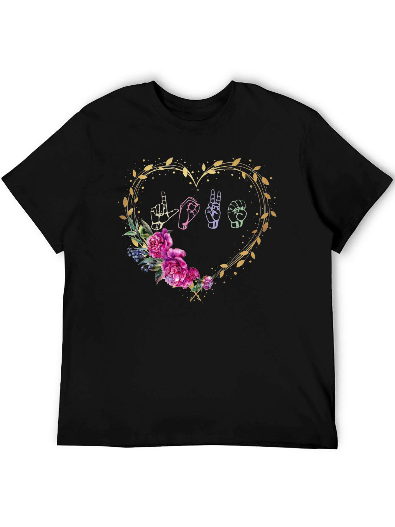 Love Sign Language Floral Heart T-Shirt