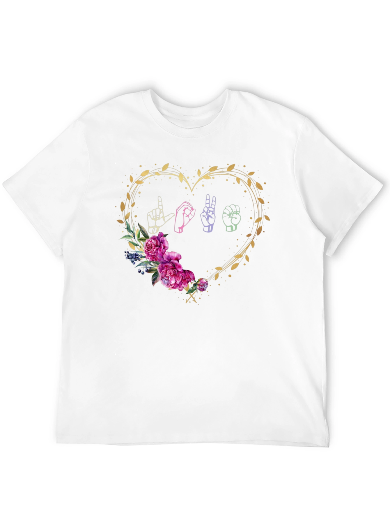 Love Sign Language Floral Heart T-Shirt